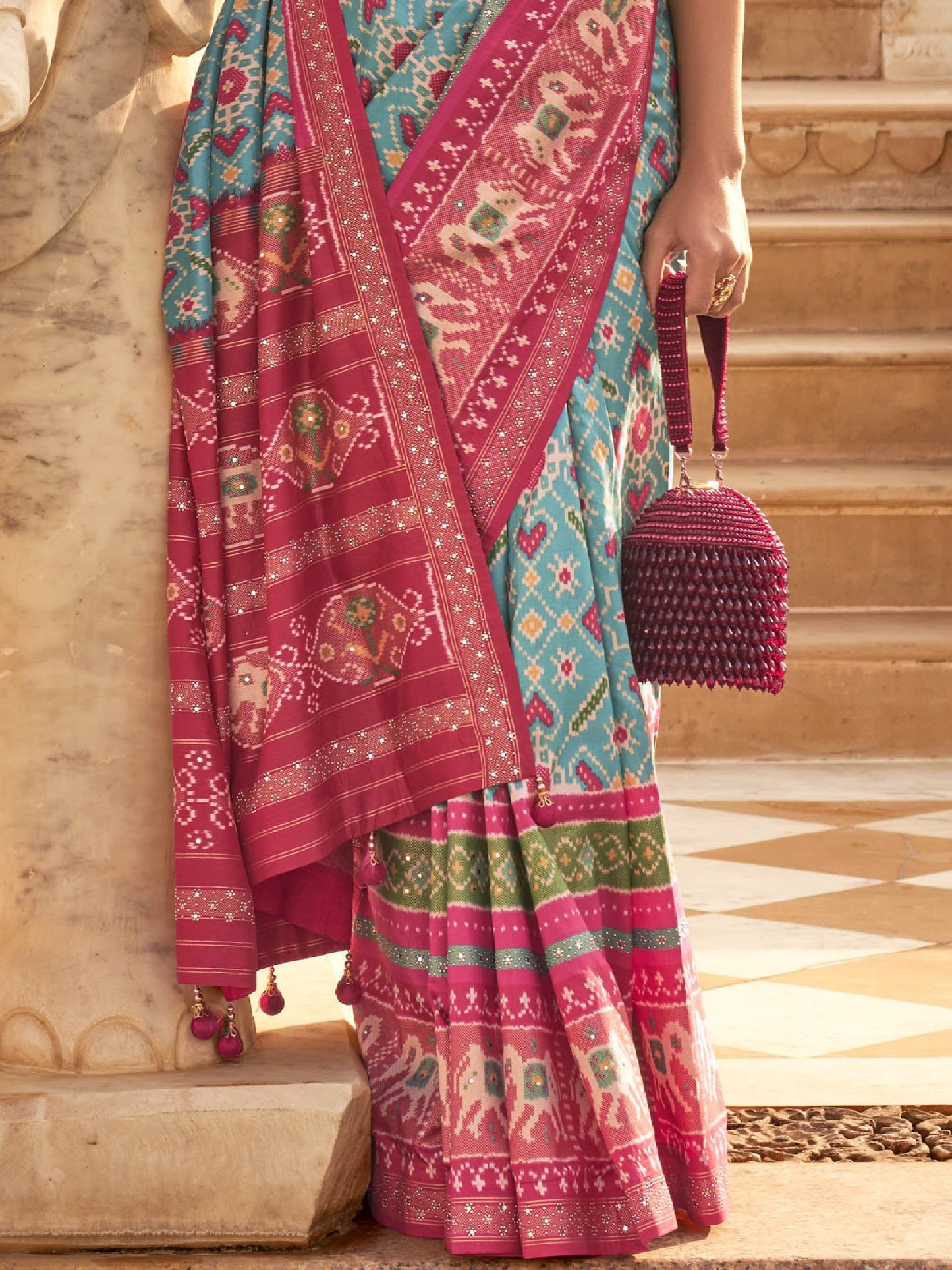 Sky Blue Patola Saree
