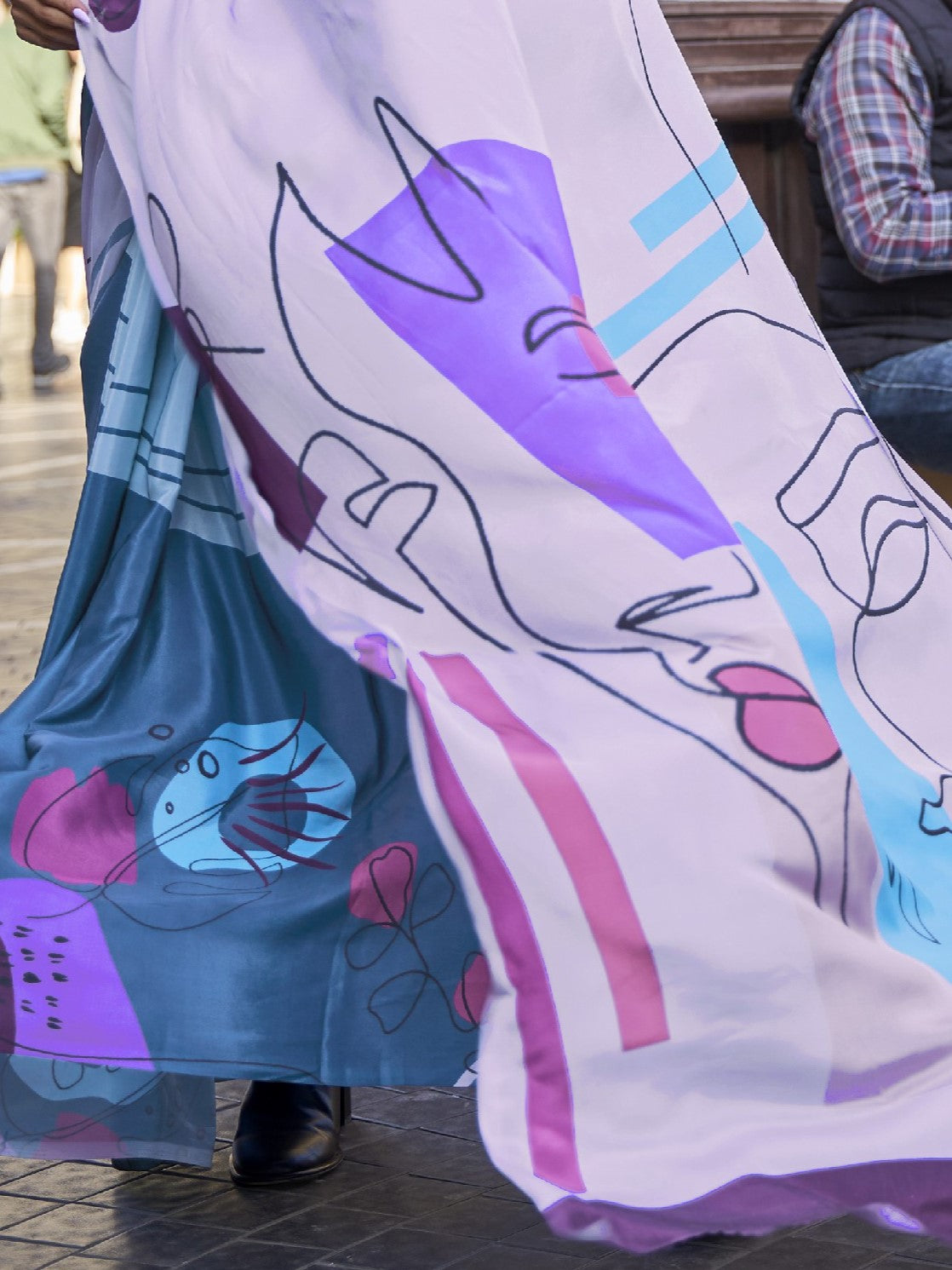 Multicolor Digital Print Crepe Saree