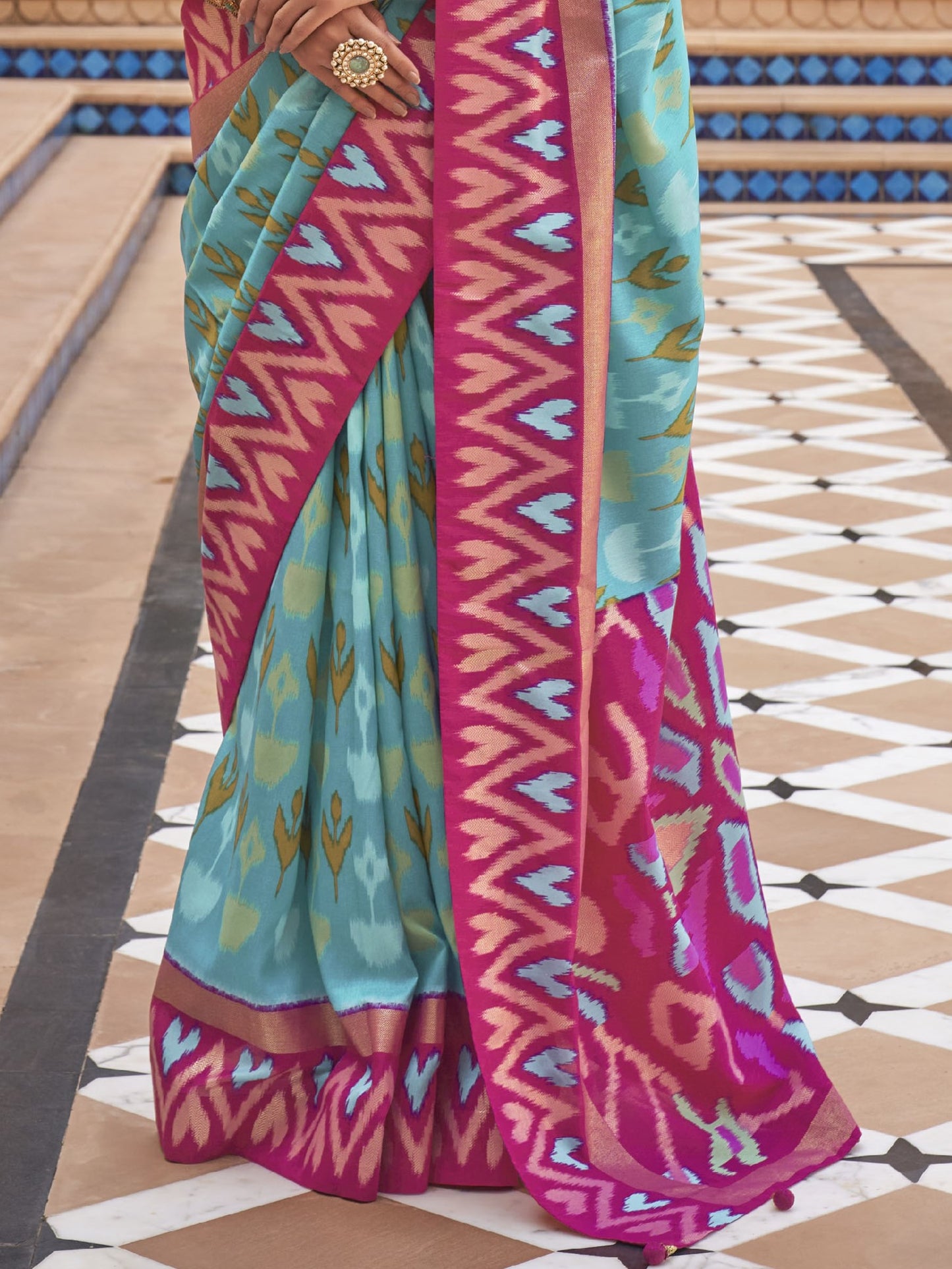 Turkish Blue Patola Saree