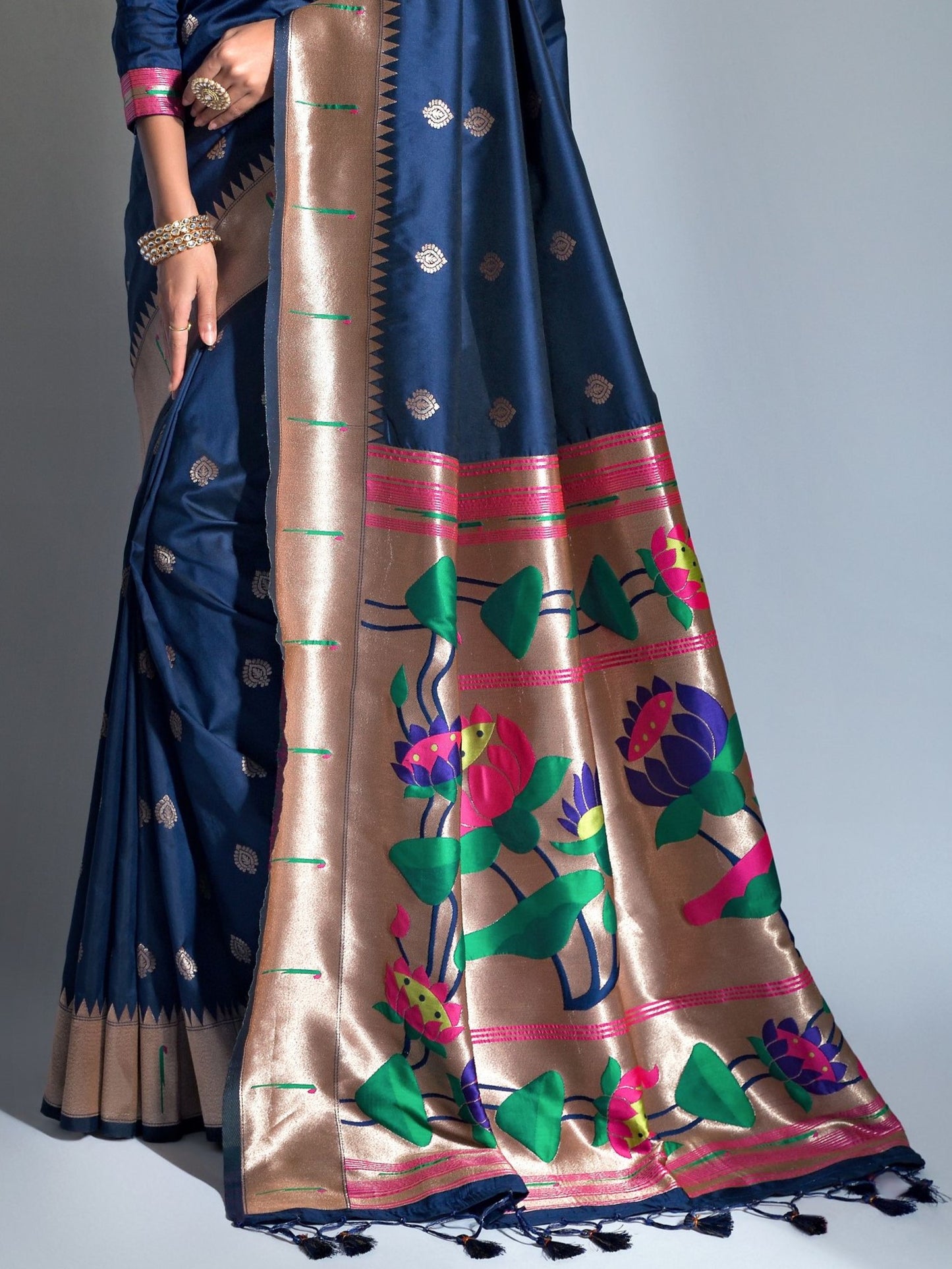 Oxford Blue Paithani Saree