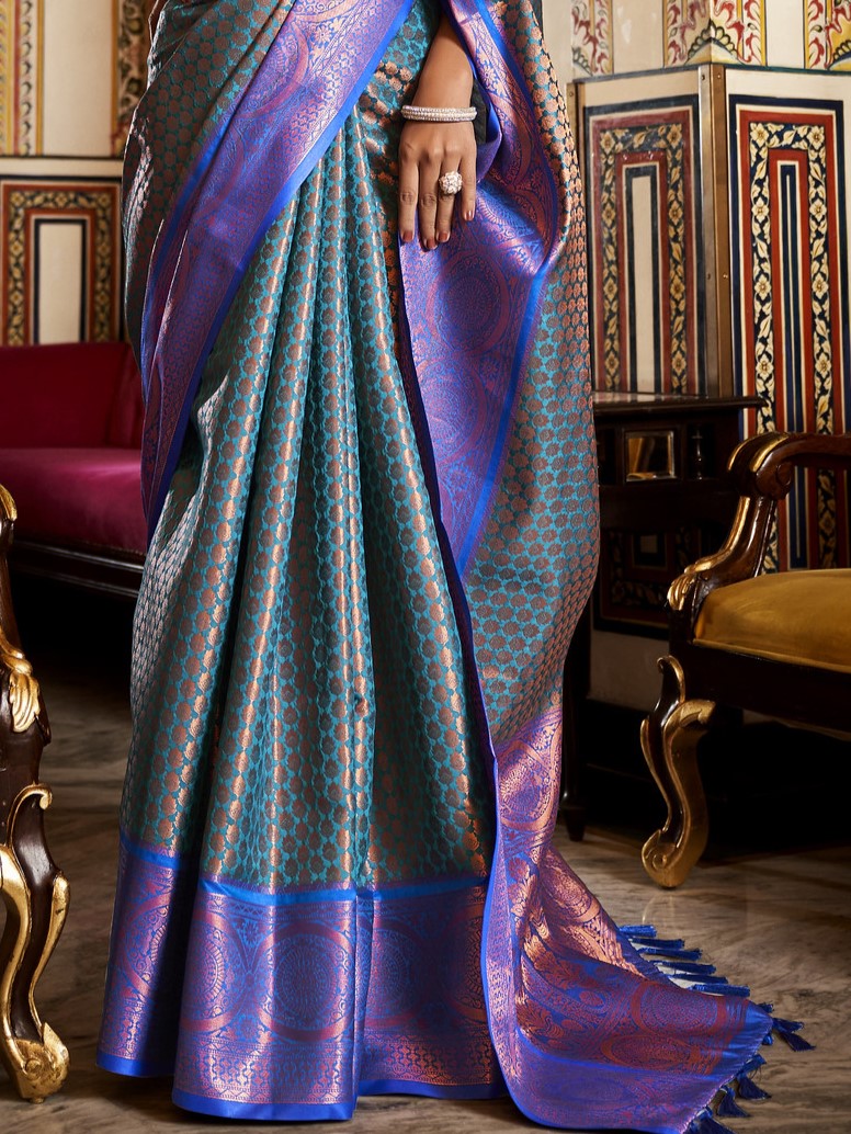 Steel Blue Kanjivaram Saree