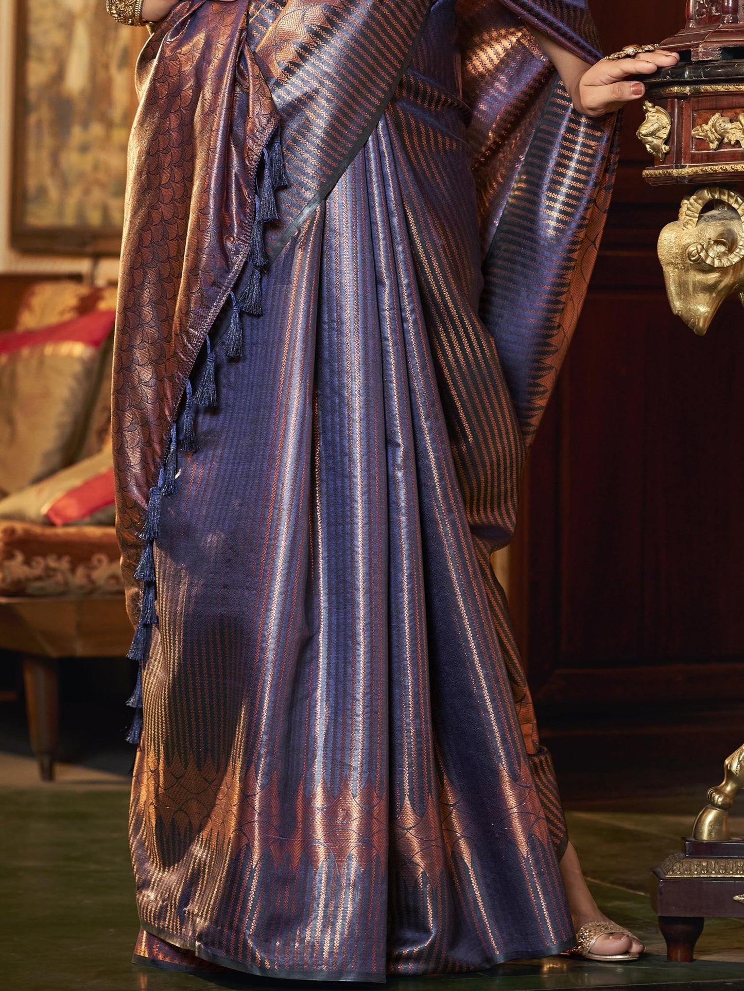 Indigo Blue Kanjivaram Saree