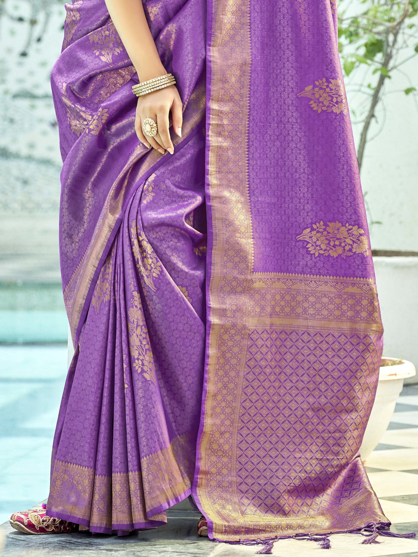 French Violet Kanjivaram Saree