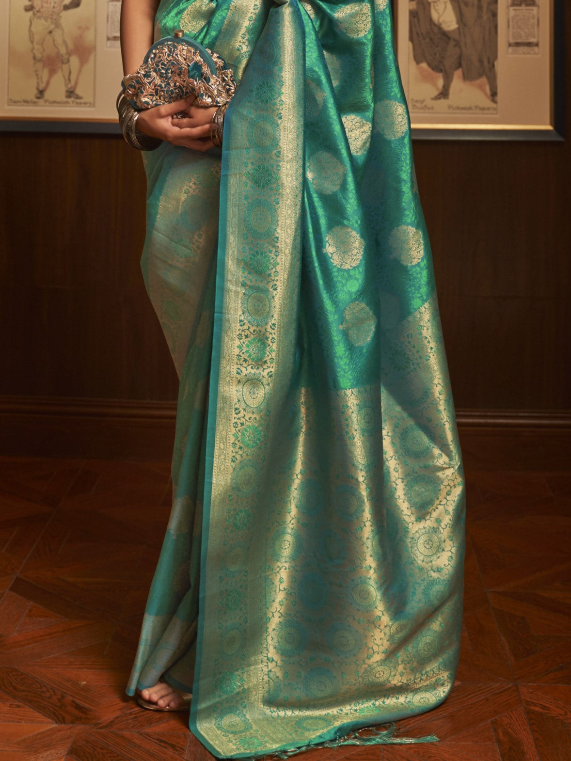 Persian Green Woven Banarasi Saree