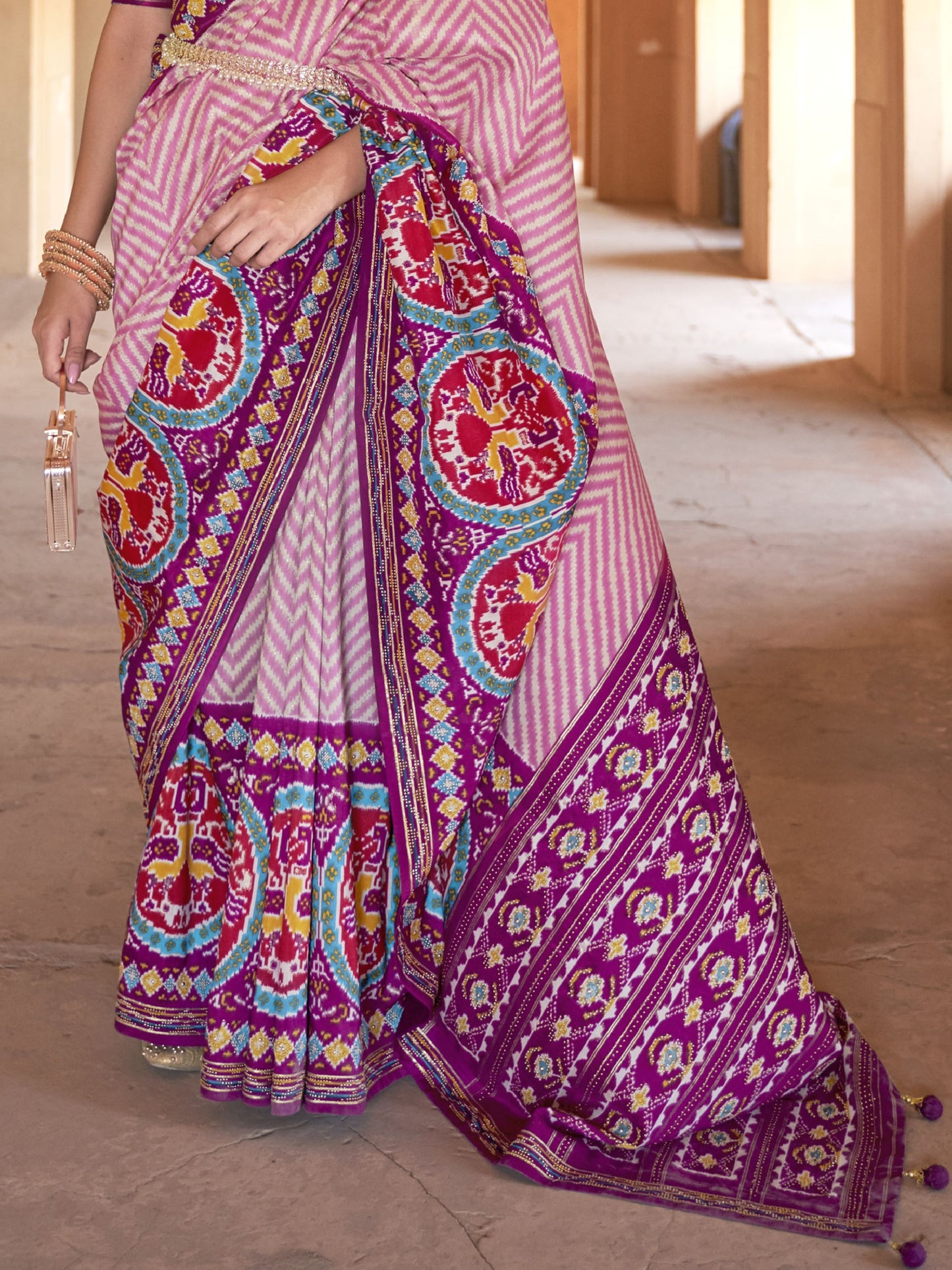 Mulberry Magenta Patola Saree