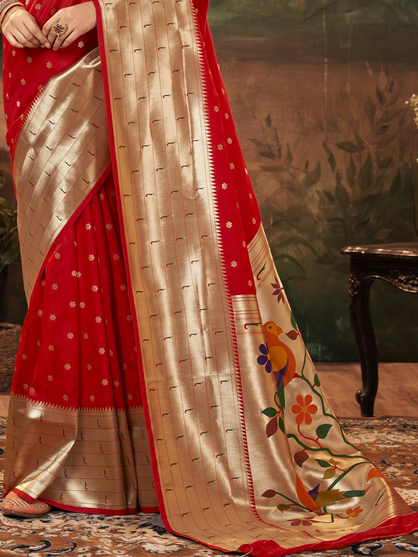 Brick Red Paithani Saree