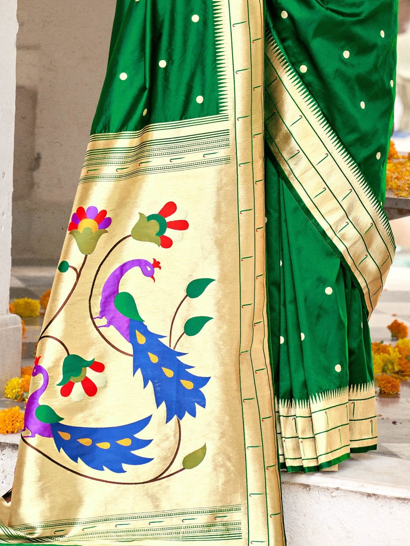 Forest Green Paithani Saree
