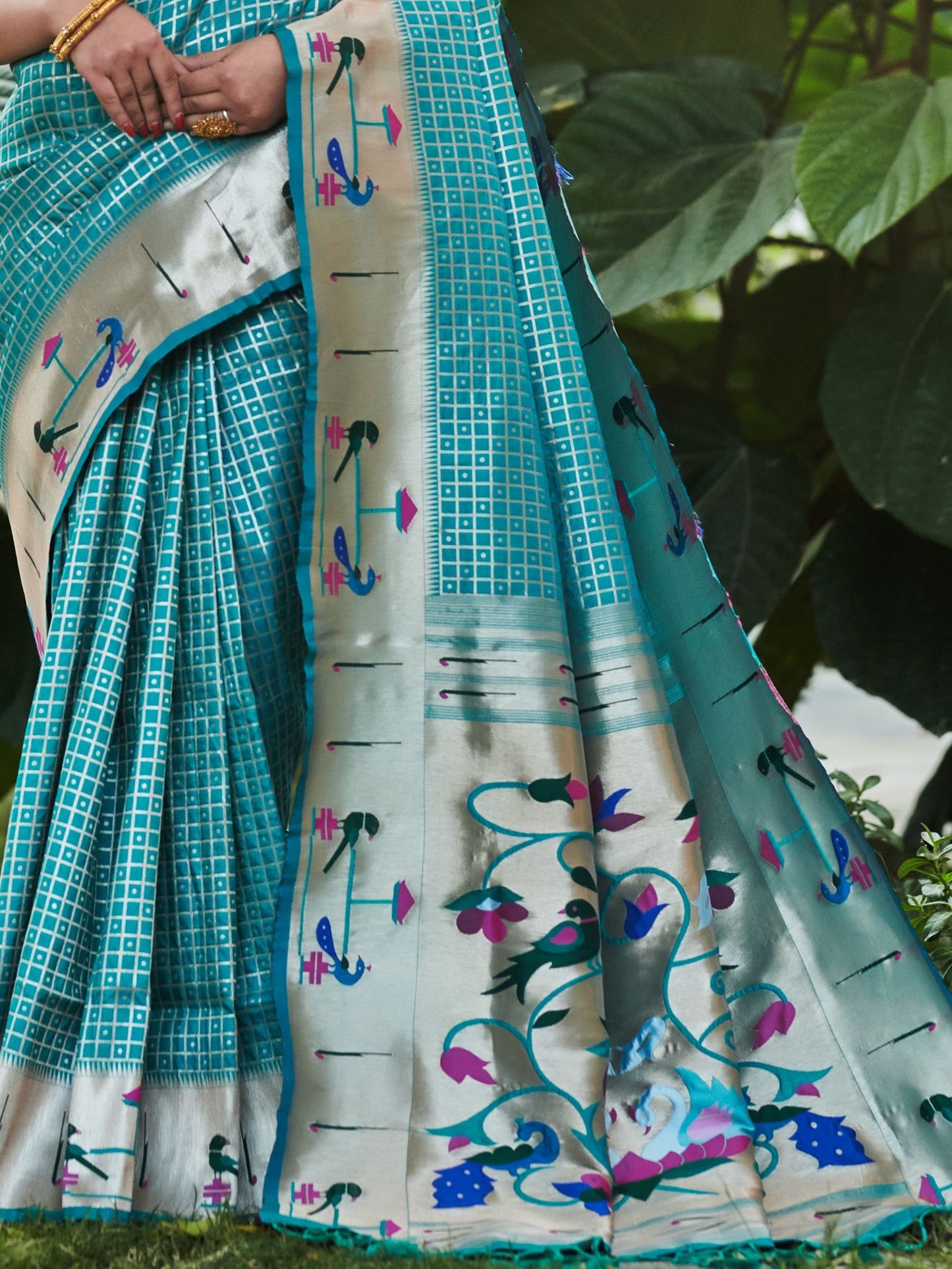 Cerulean Blue Paithani Saree