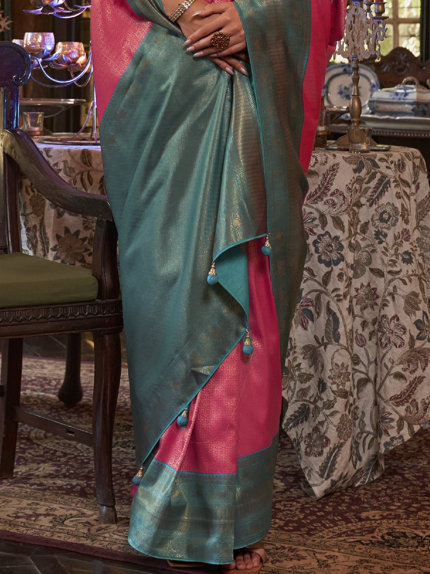 French Pink Kanjivaram Saree