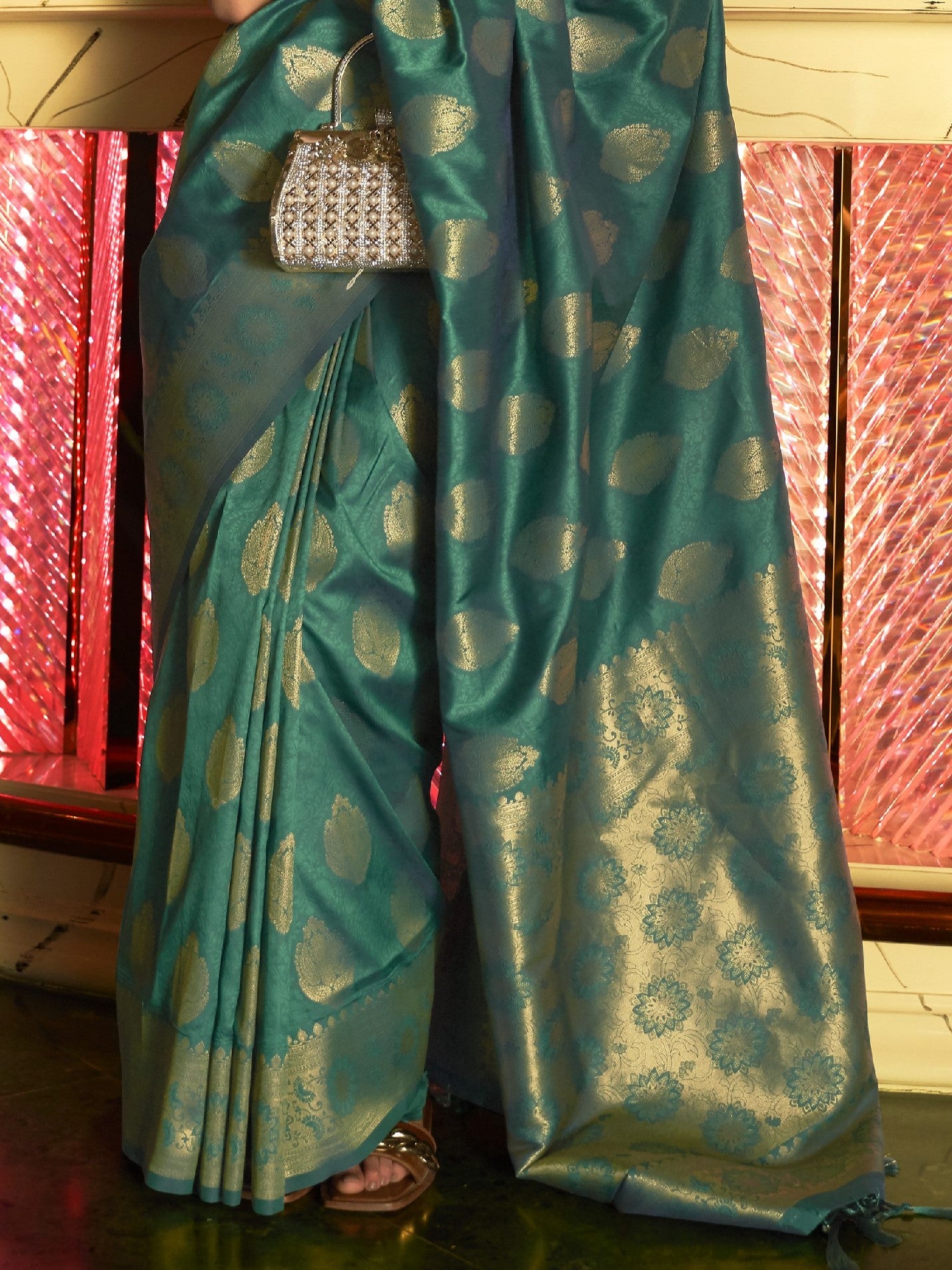Pine Green Woven Banarasi Saree