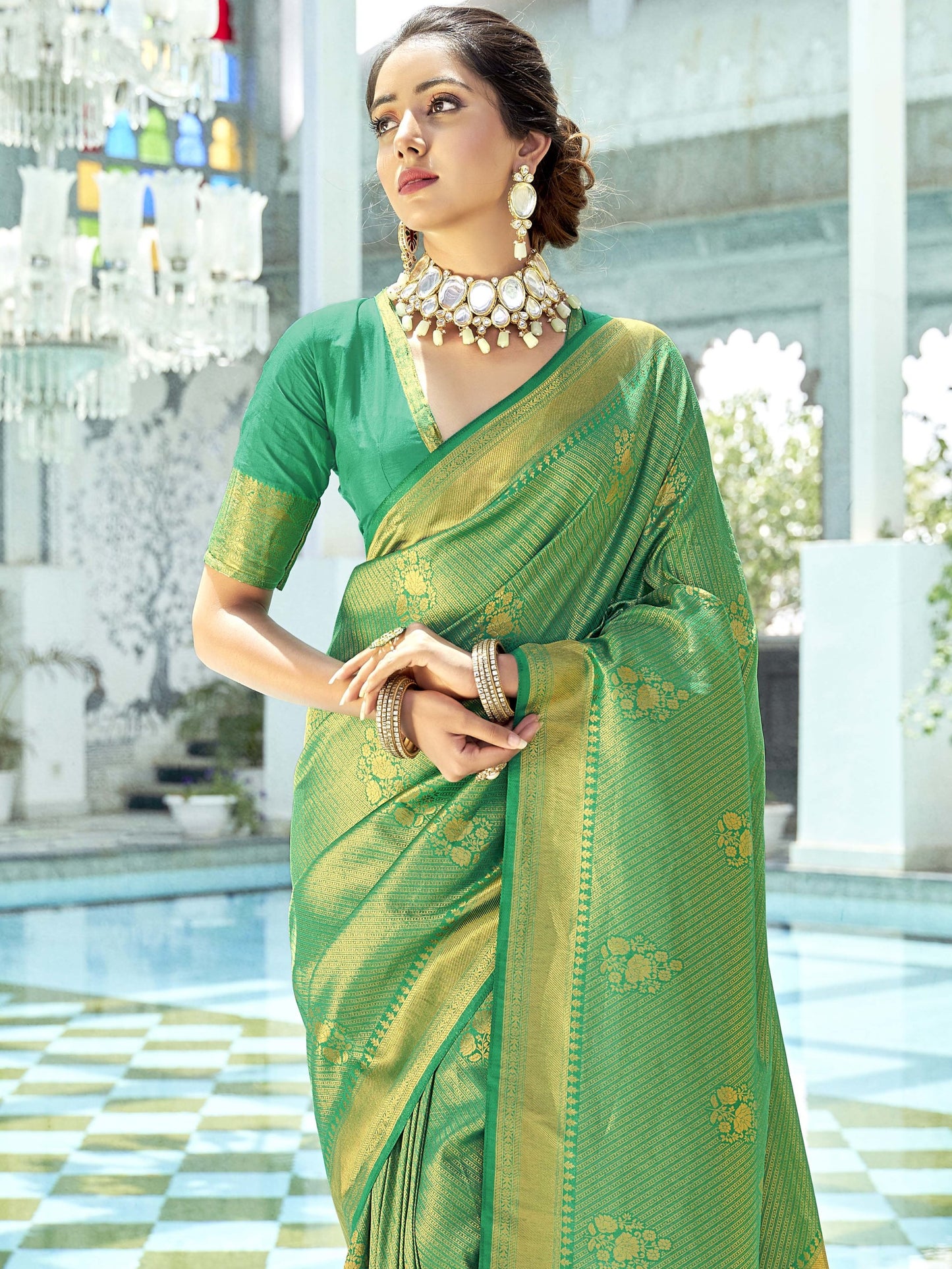 Jade Green Kanjivaram Saree