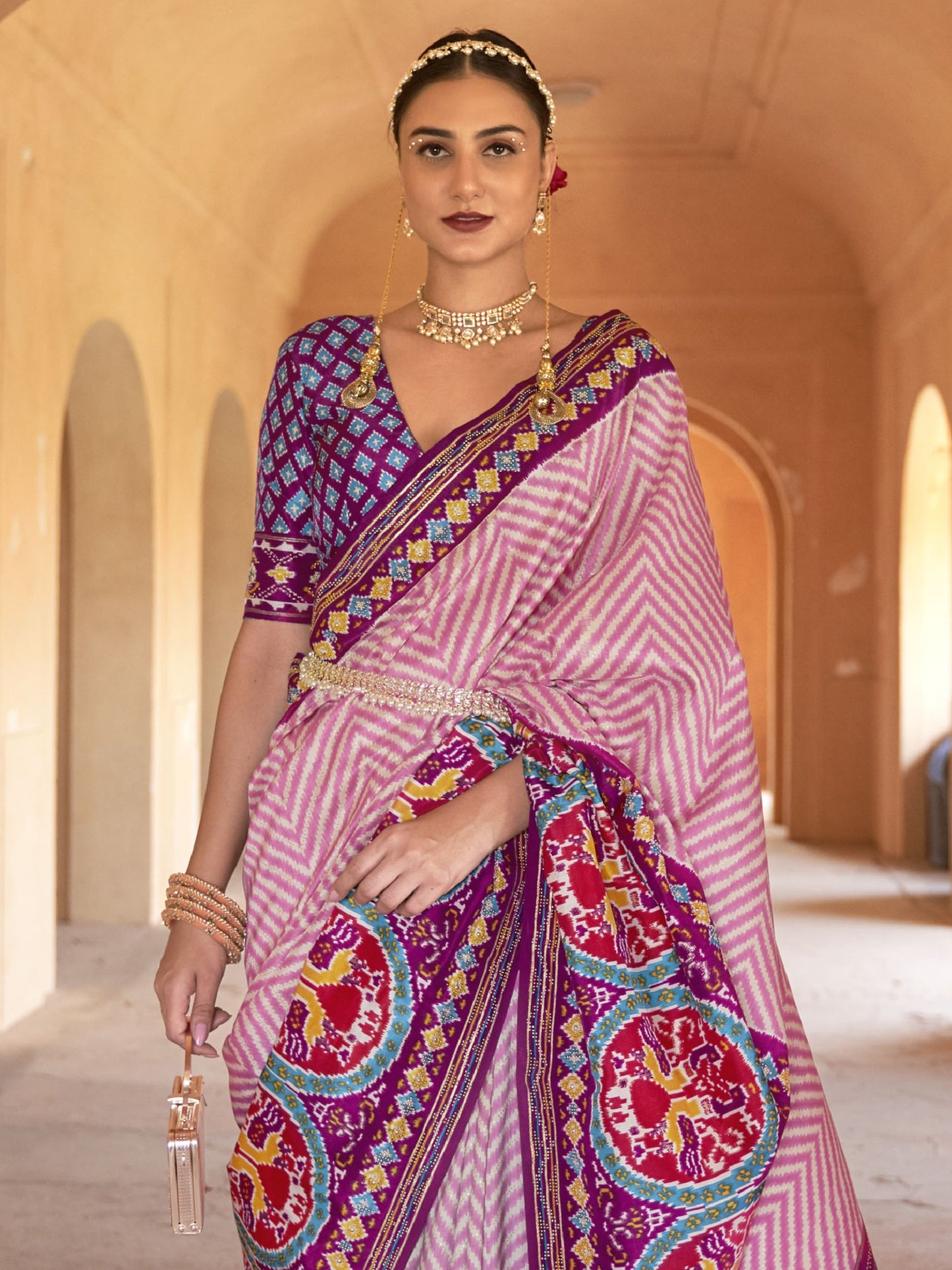 Mulberry Magenta Patola Saree