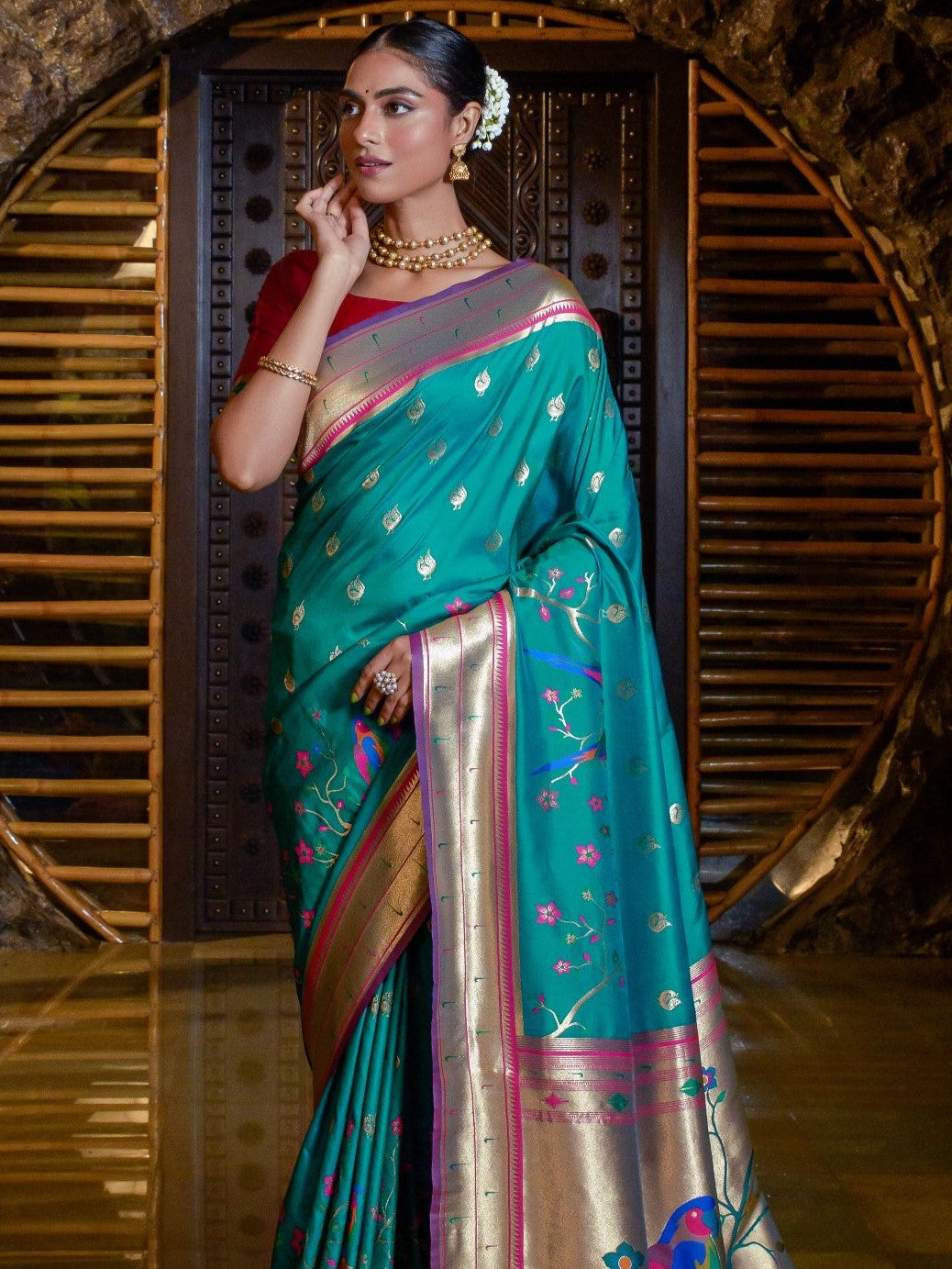 Cerulean Blue Woven Paithani Saree
