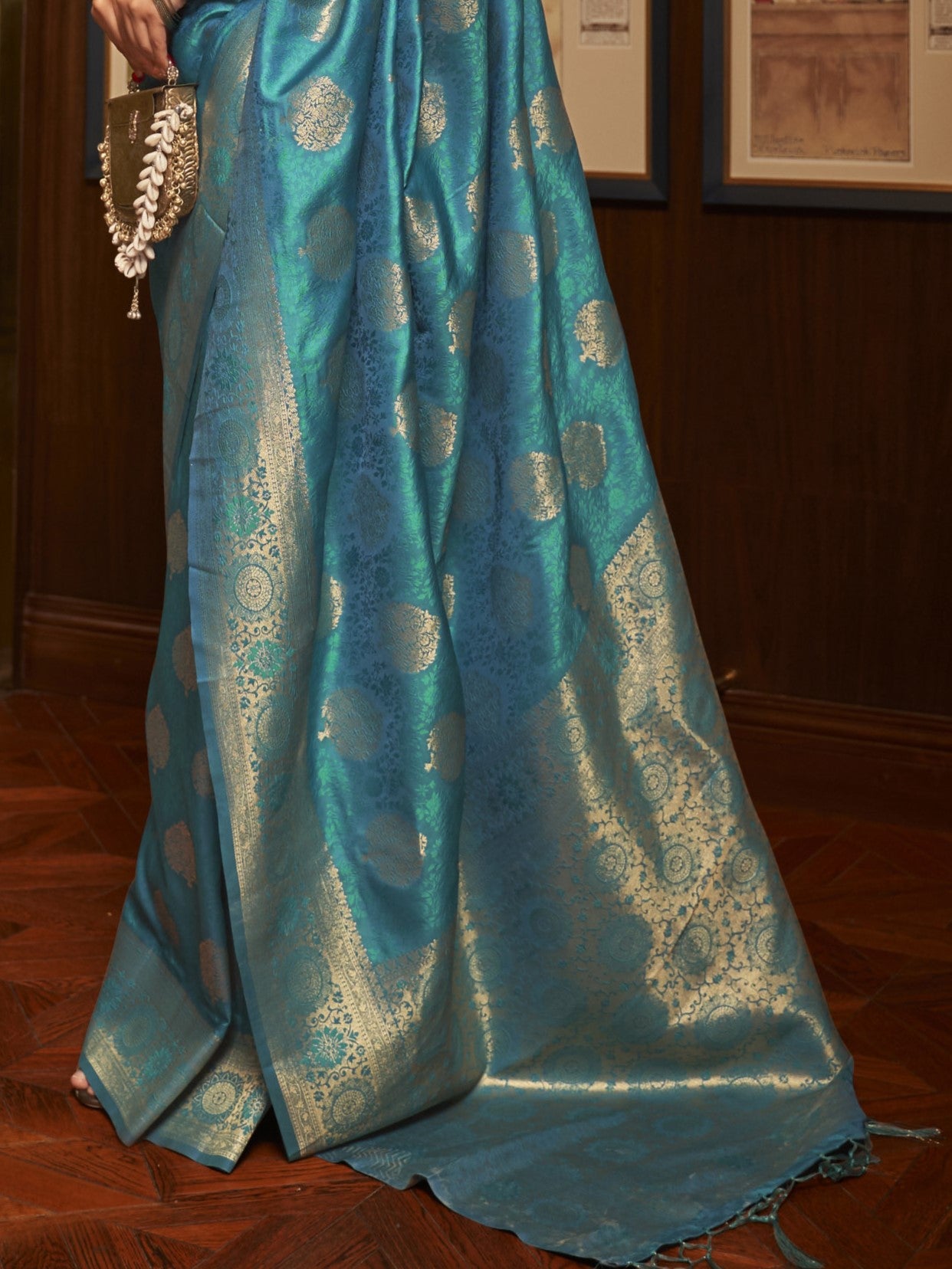 Azure Blue Woven Banarasi Saree