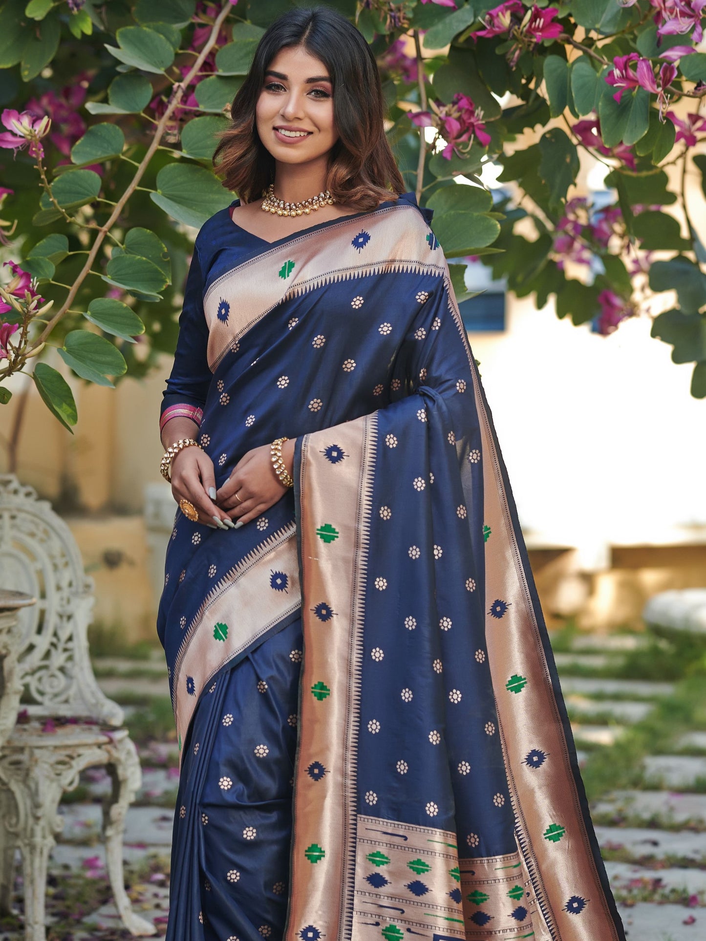Cobalt Blue Paithani Saree