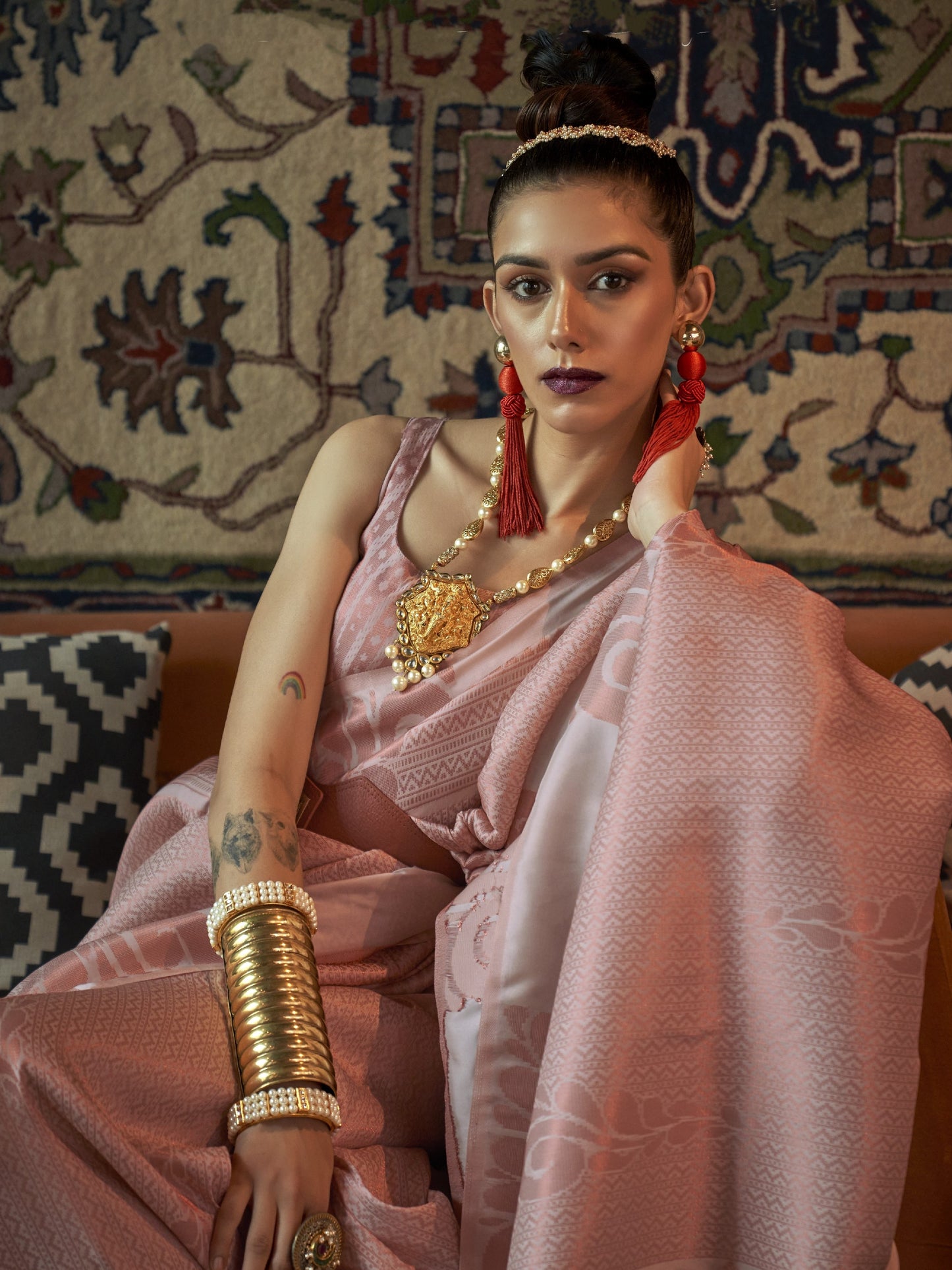 Mineral Pink Woven Banarasi Saree