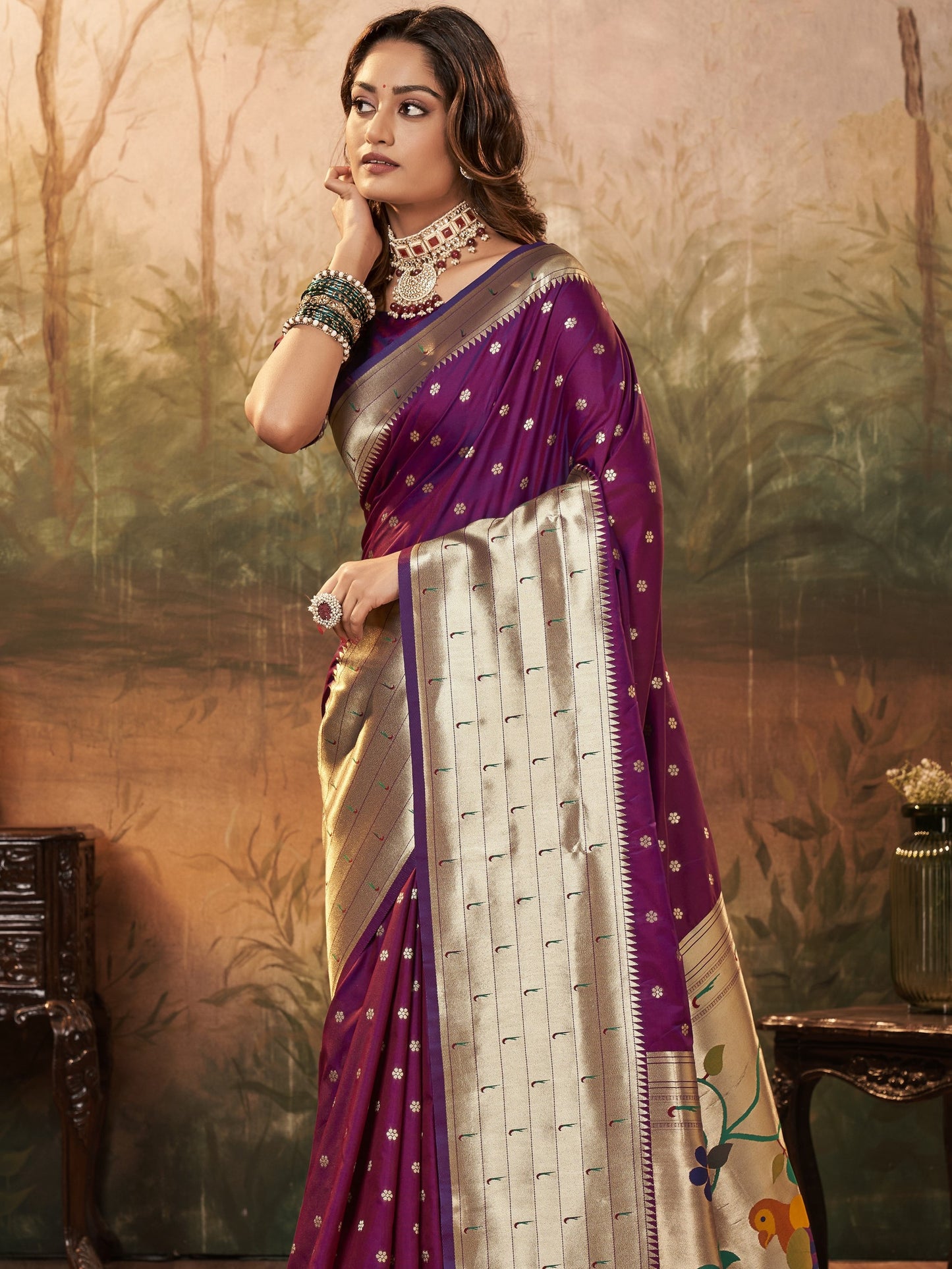 Imperial Violet Paithani Saree