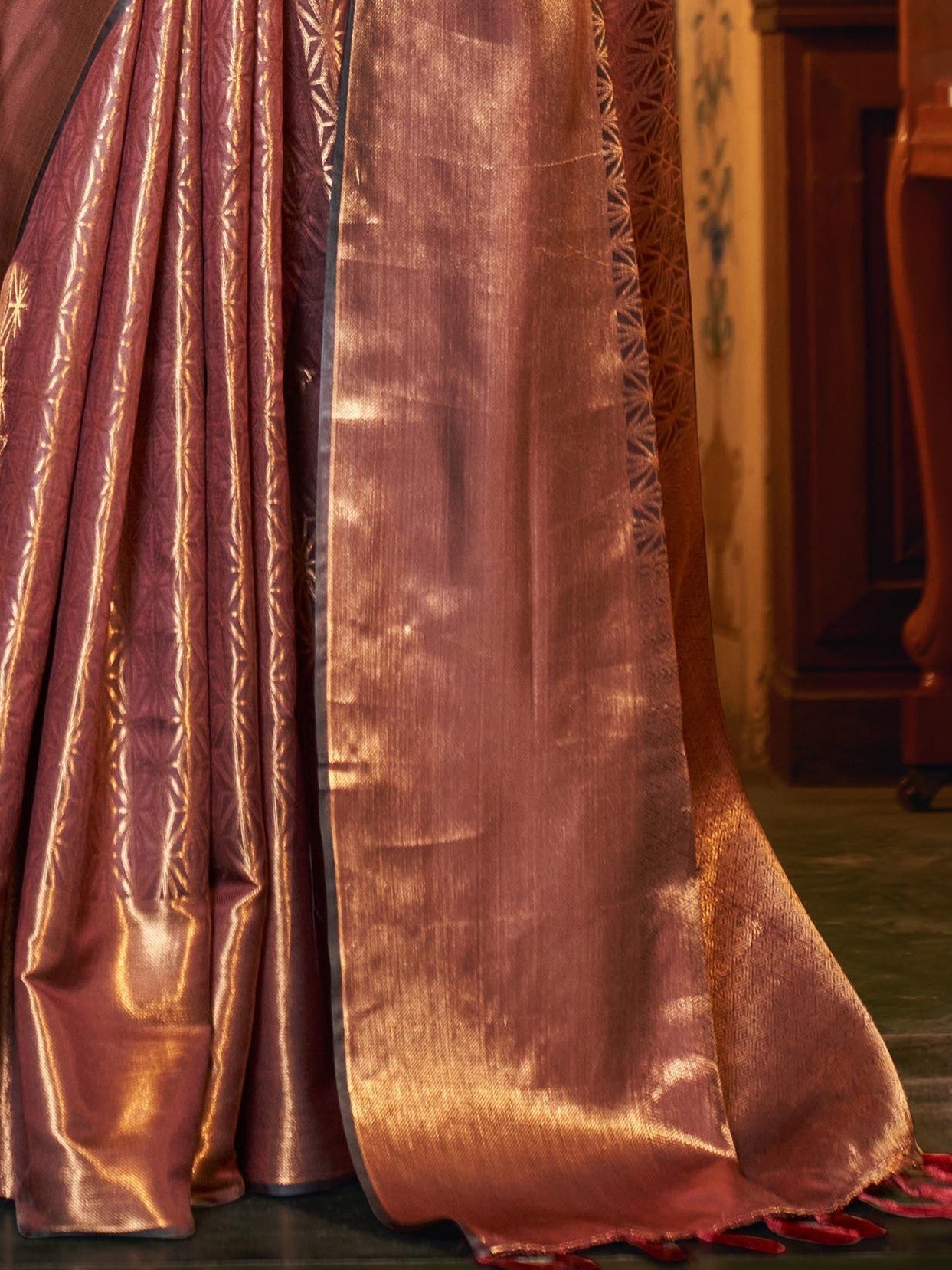 Brick Brown Kanjivaram Saree