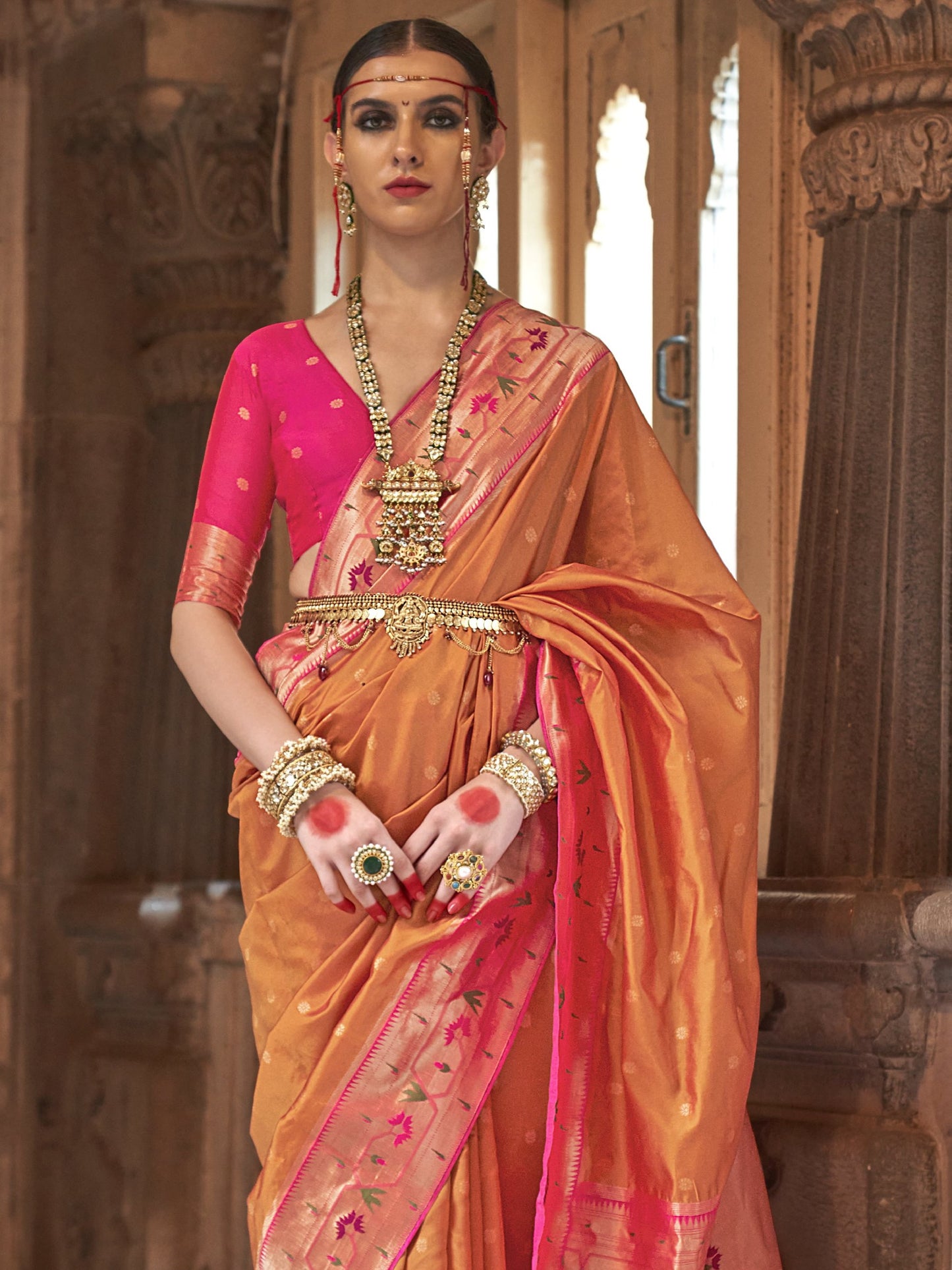 Sunrise Orange Woven Paithani Saree
