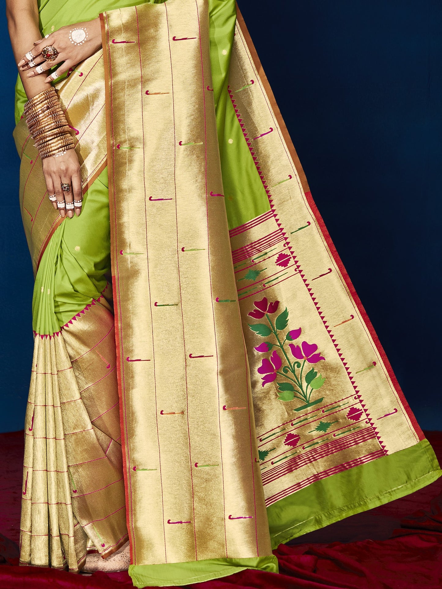 Pastel Green Paithani Saree