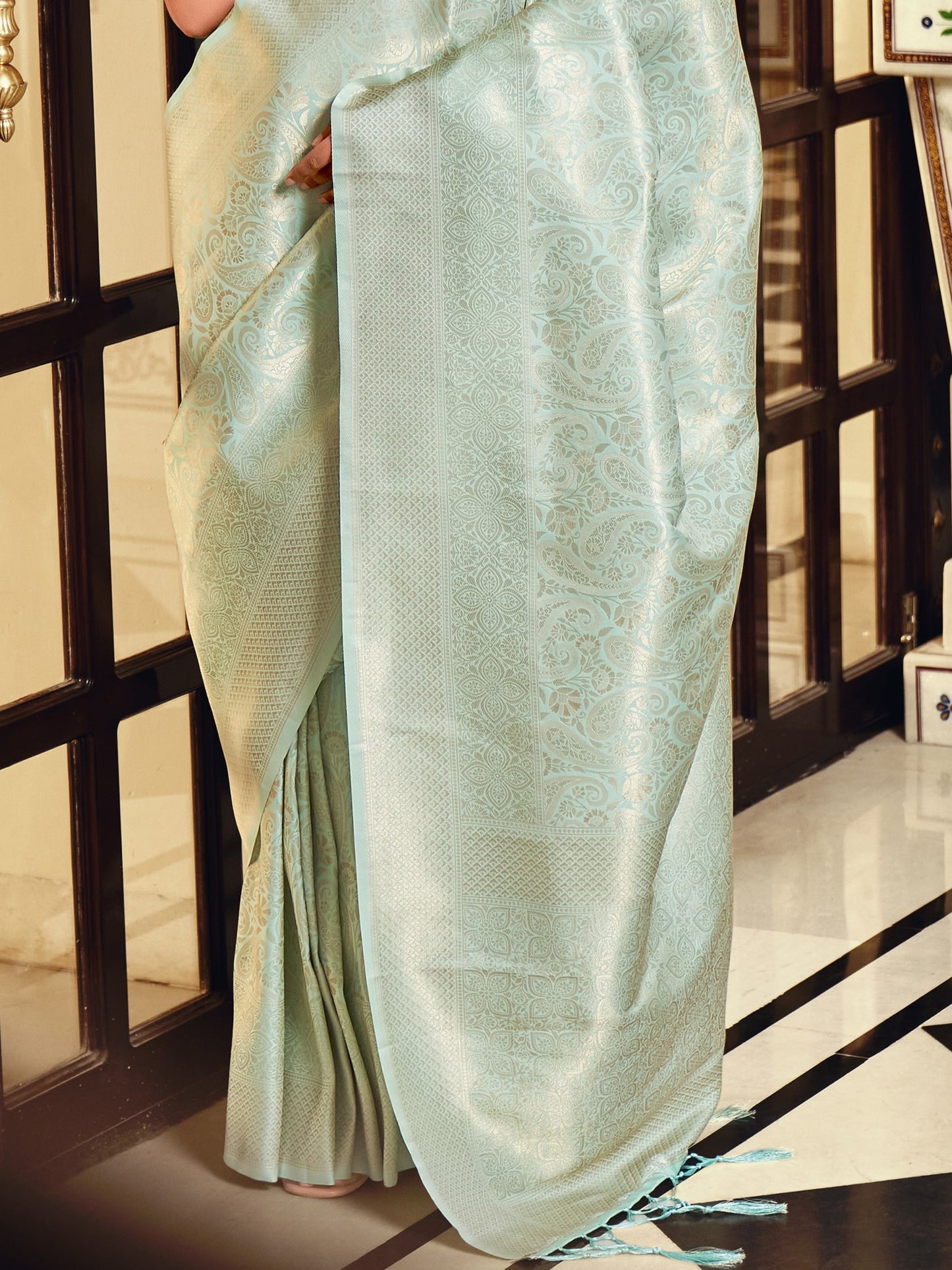 Baby Blue Kanjivaram Saree
