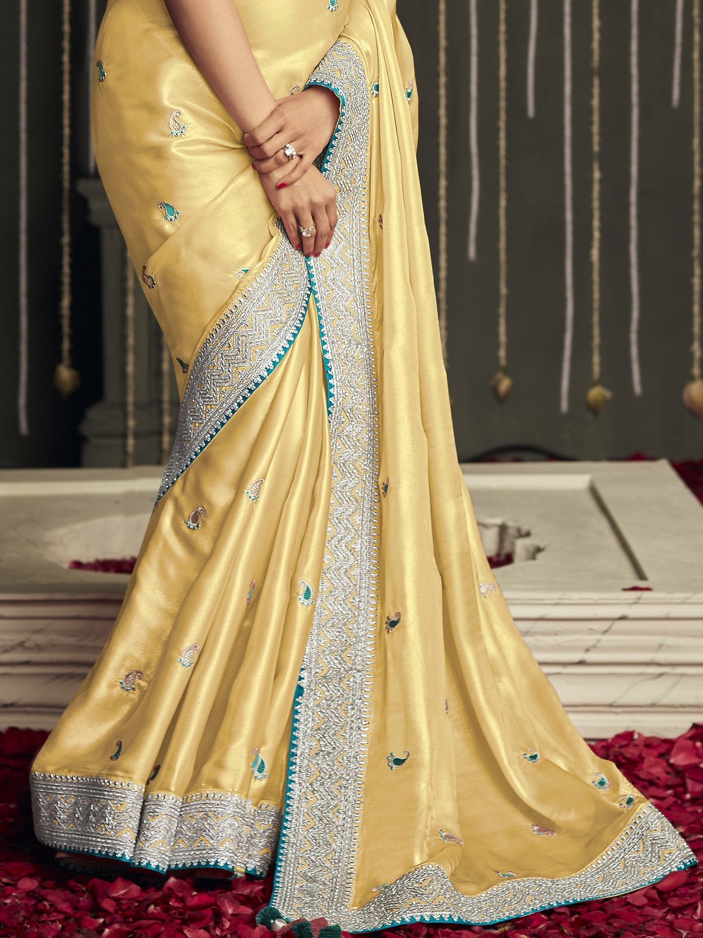Jasmine Yellow Dola Silk Saree