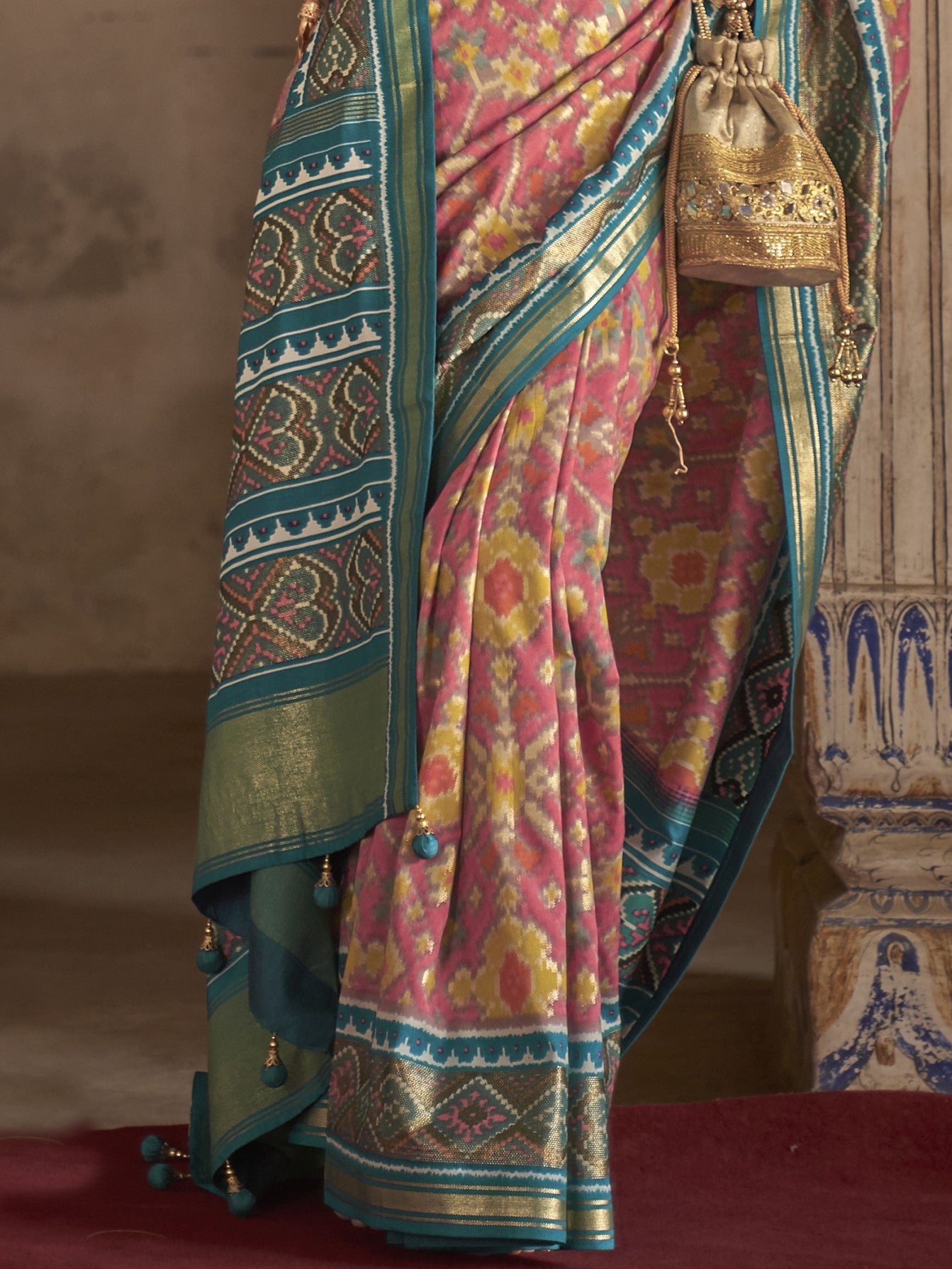 Salmon Pink Patola Saree