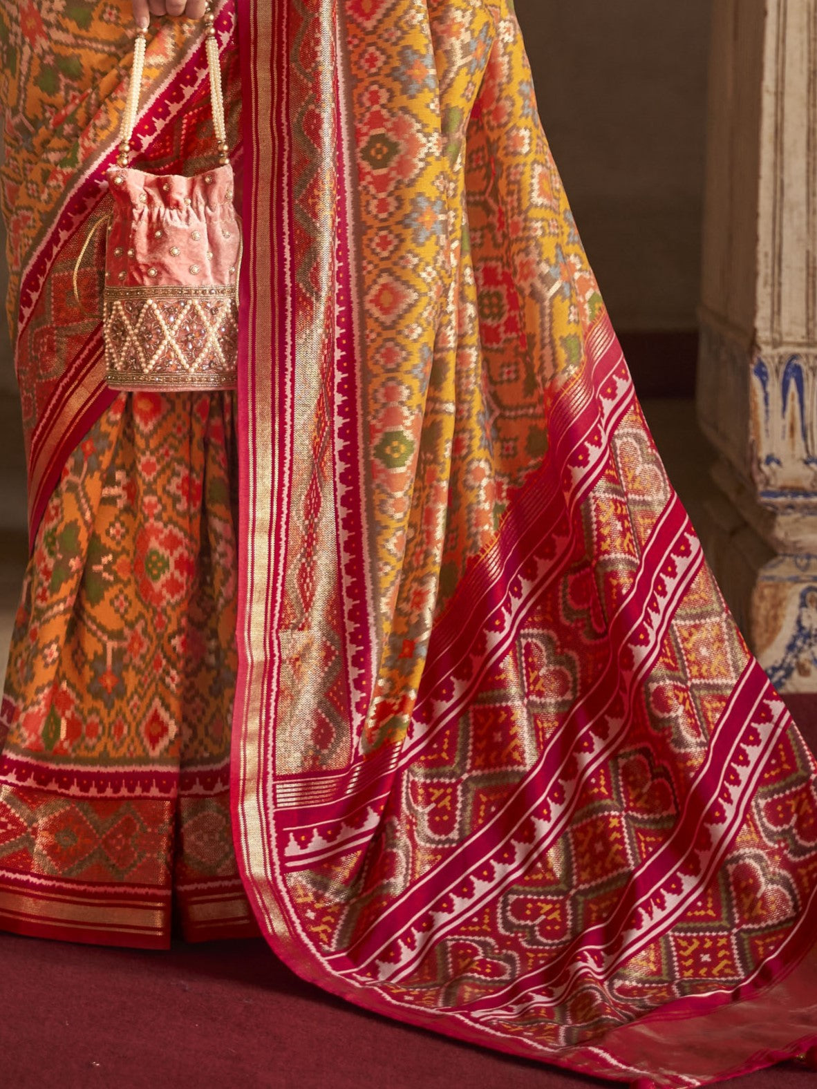 Amber Yellow Patola Saree