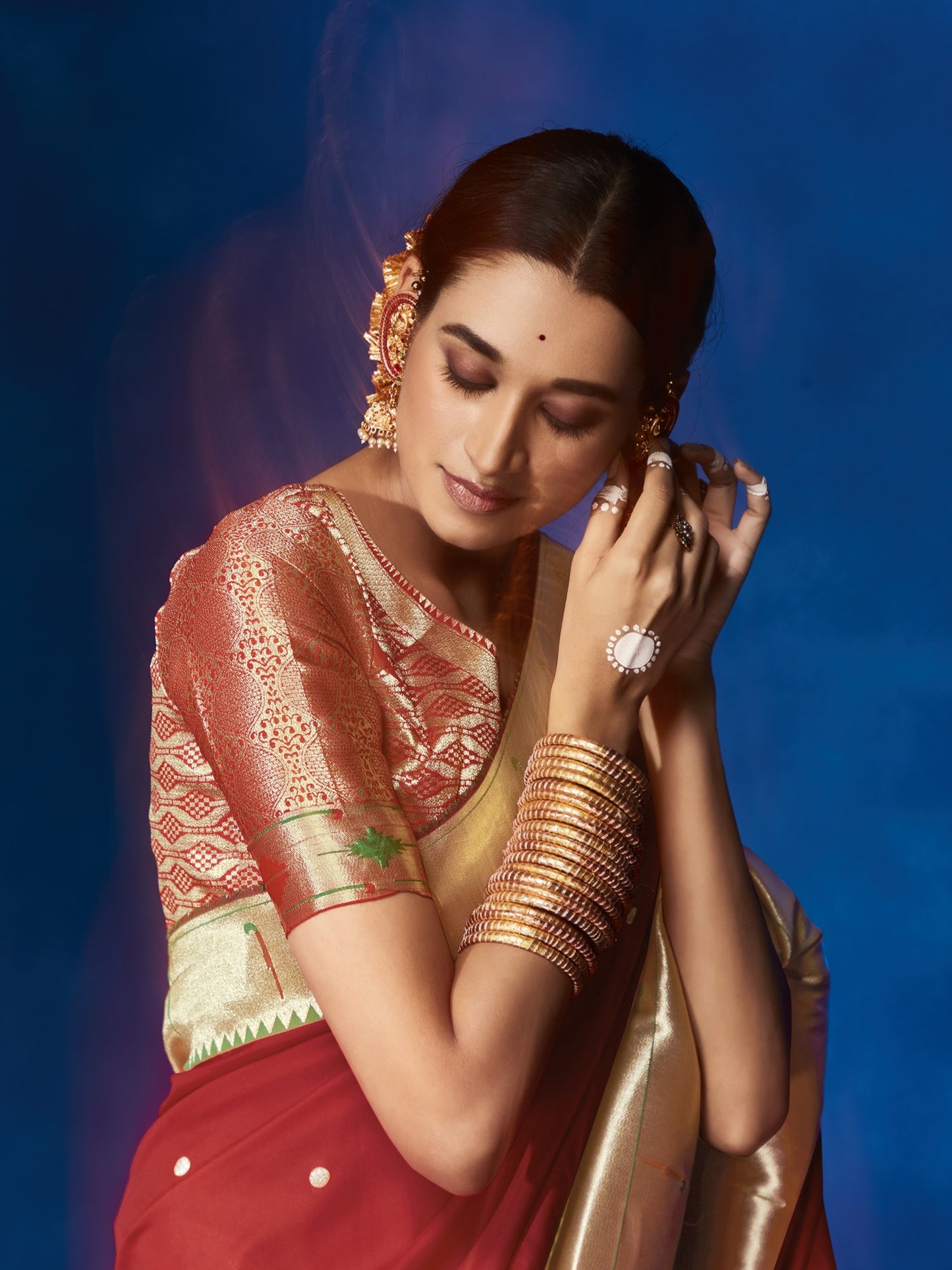 Candy Red Paithani Saree