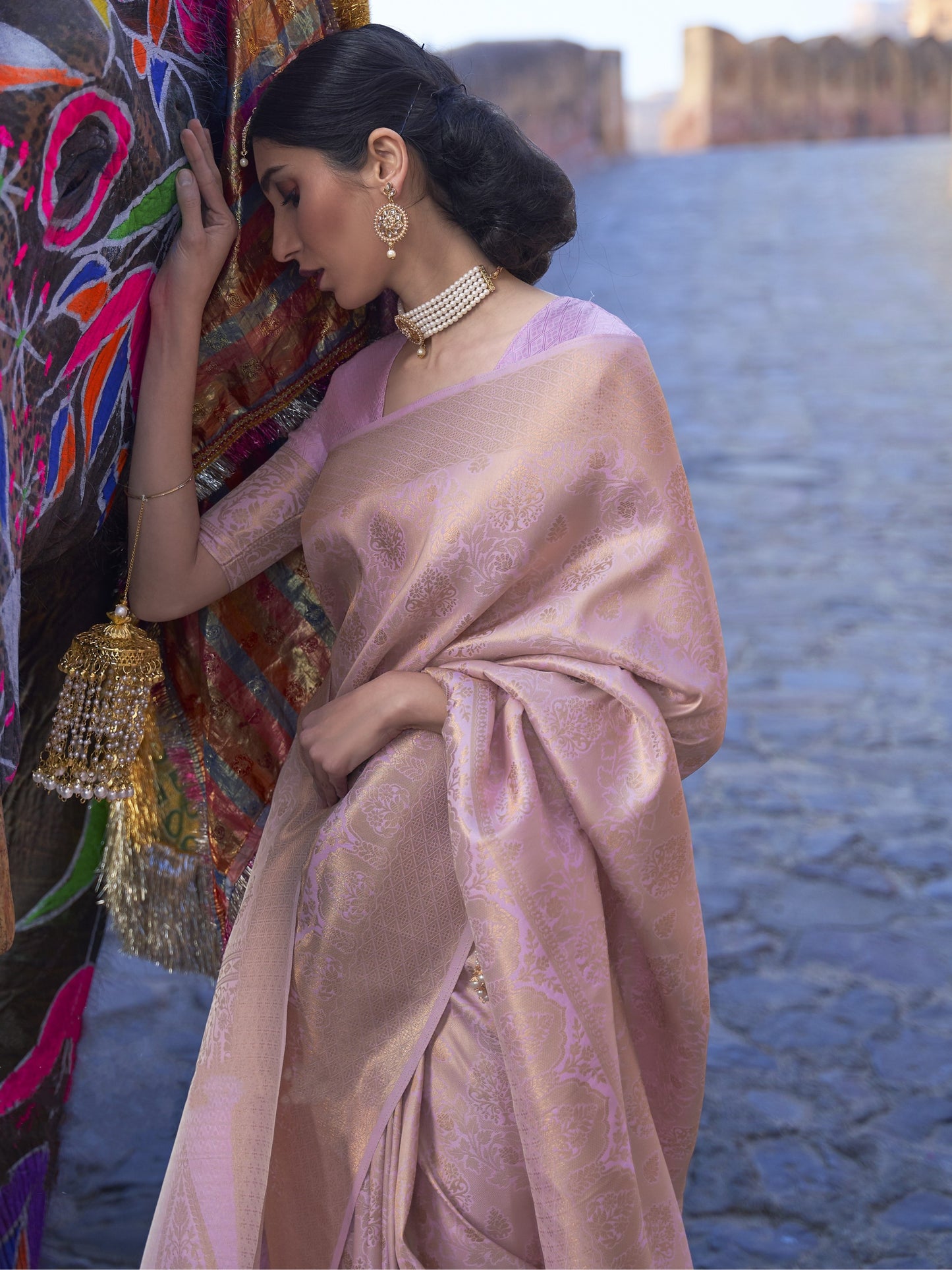 Pastel Pink Kanjivaram Saree