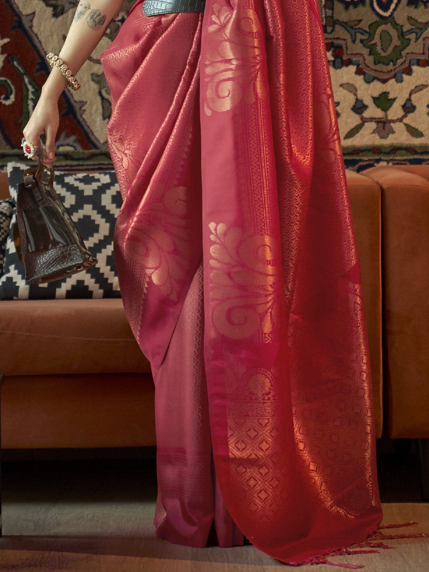 Imperial Red Woven Banarasi Saree
