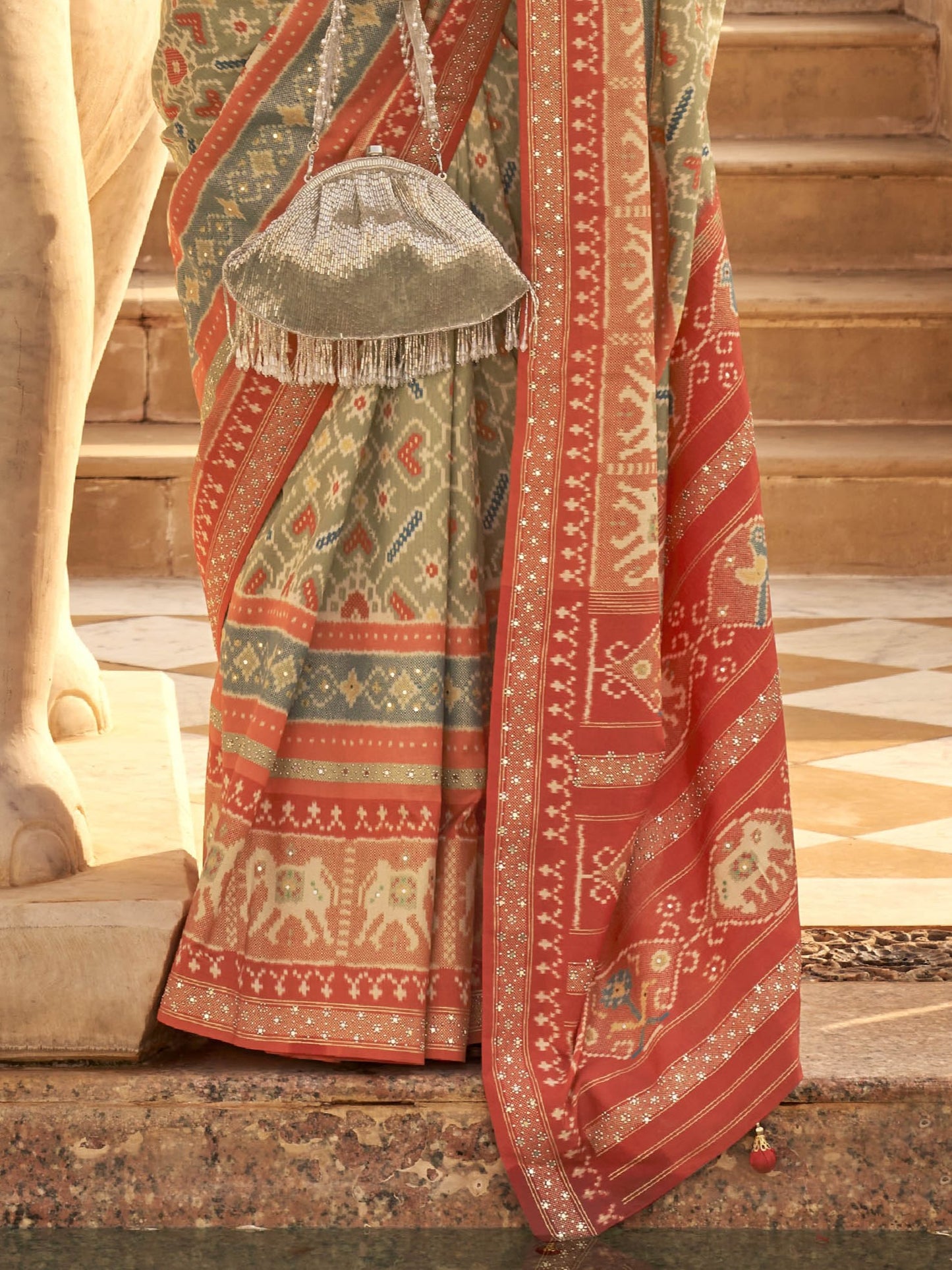 Sand Gray Patola Saree