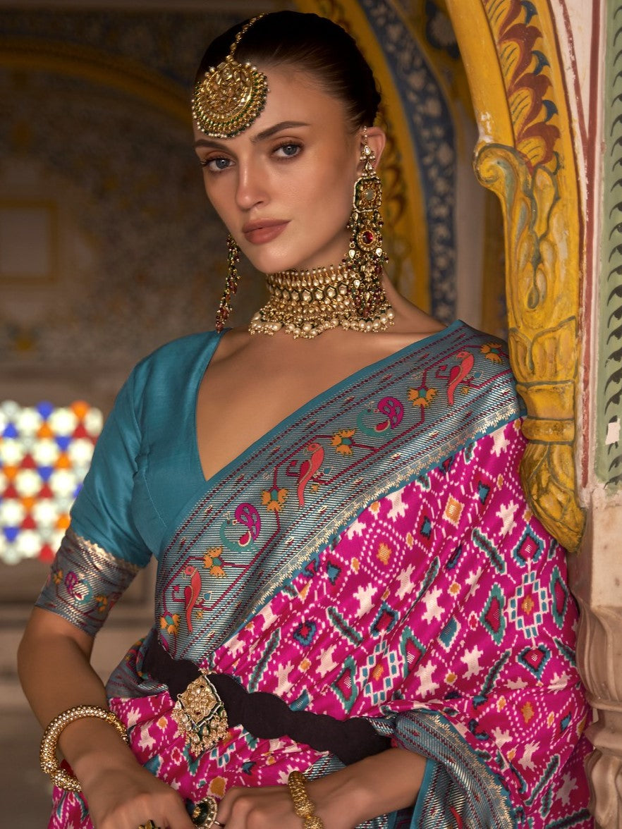 Barbie Magenta Patola Paithani Silk Saree