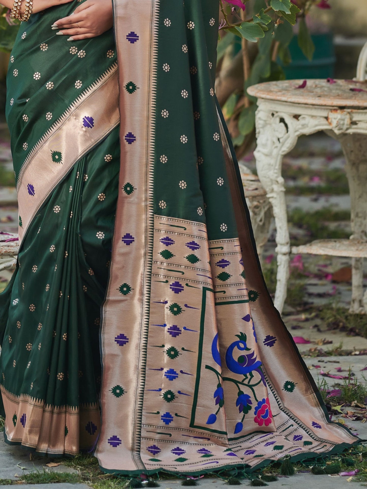 Dark Green Paithani Saree