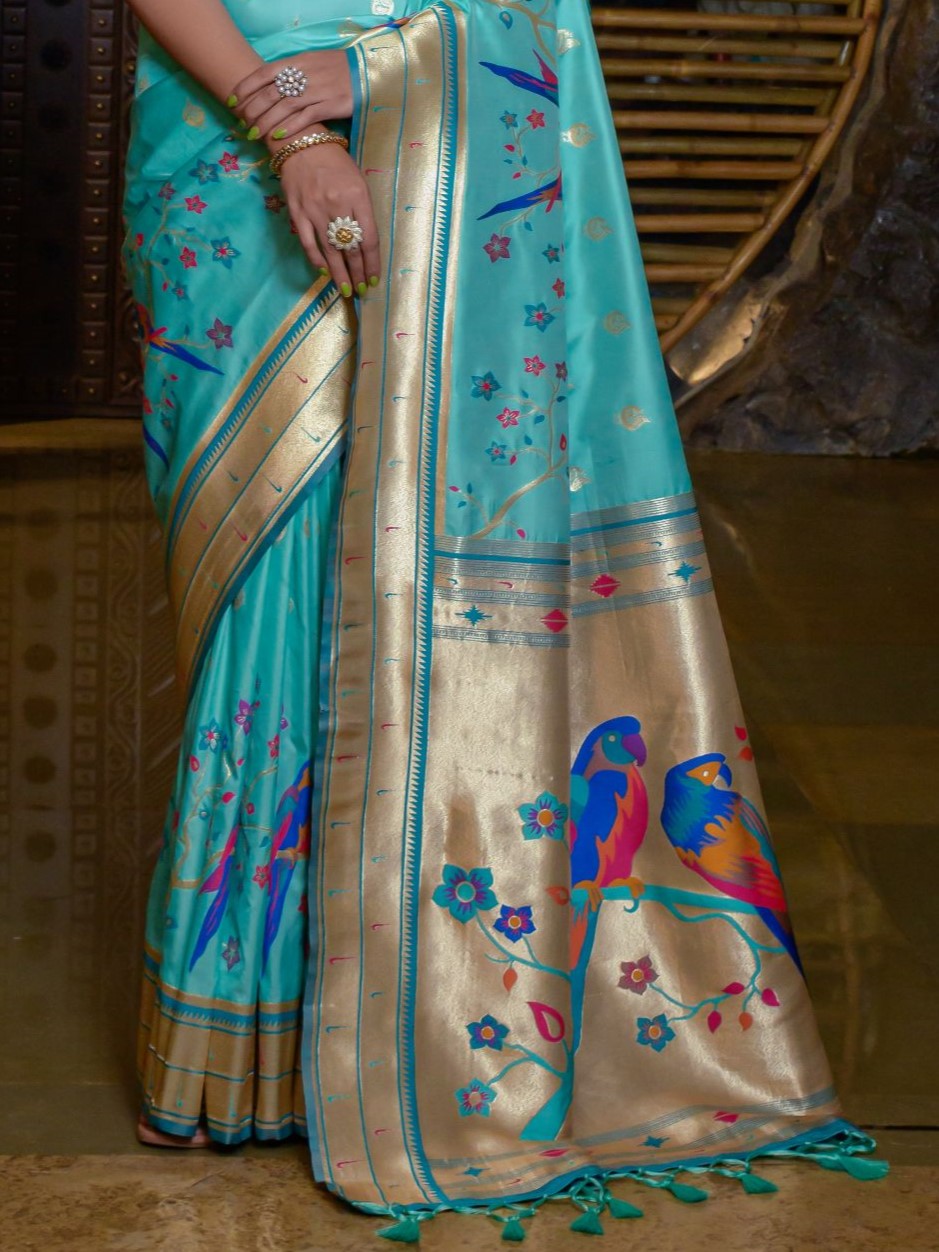 Sky Blue Woven Paithani Saree