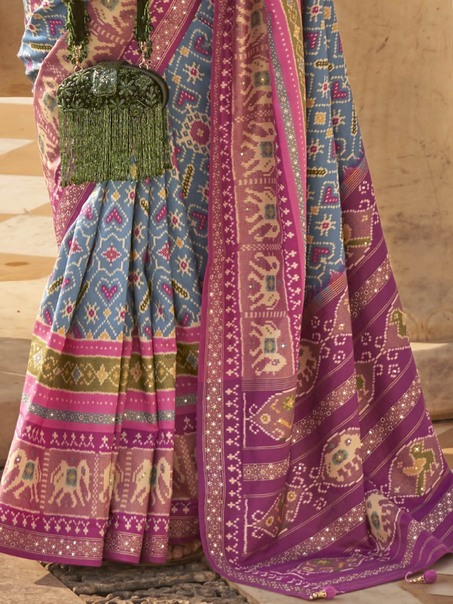 Silver Blue Patola Saree