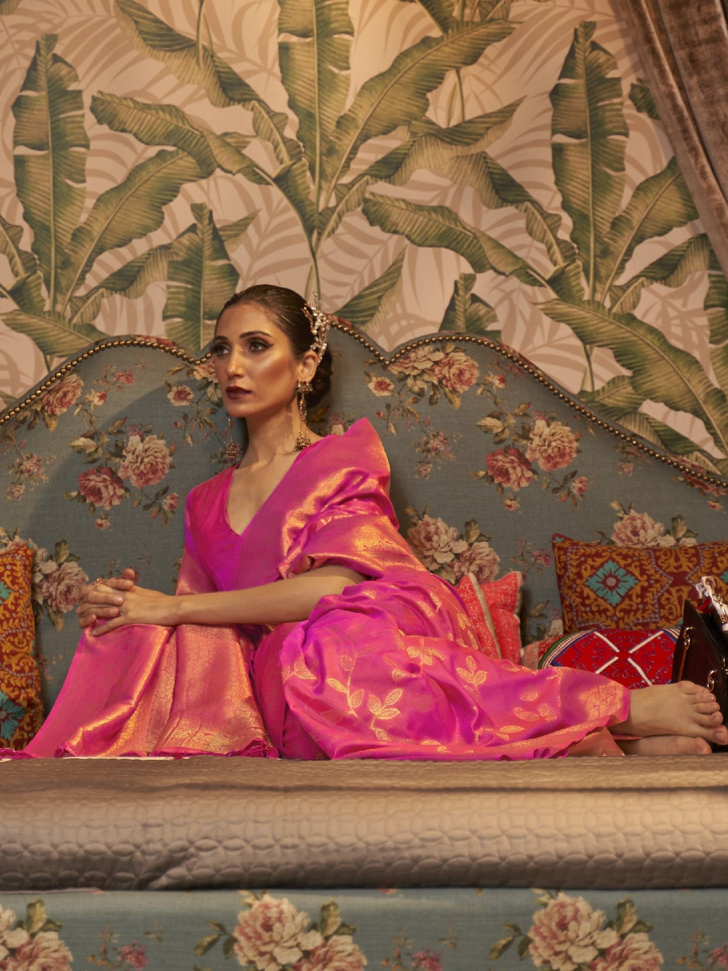 French Pink Woven Banarasi Saree