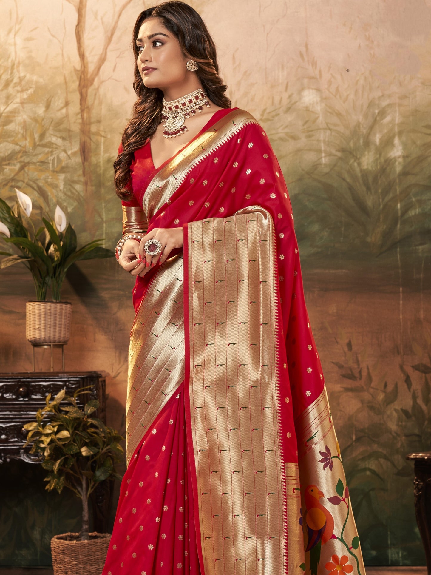 Crimson Red Paithani Saree