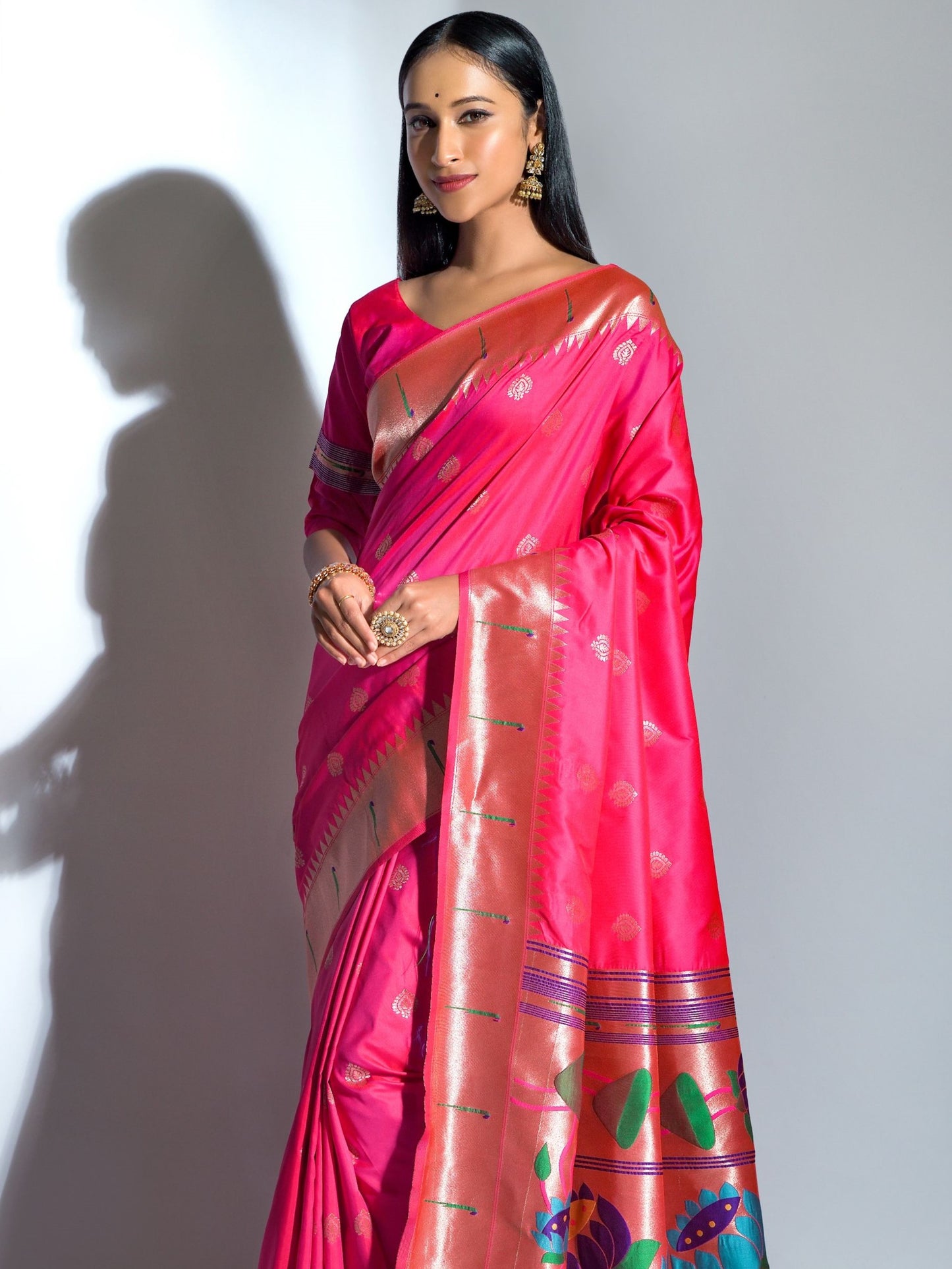 Cherry Pink Paithani Saree