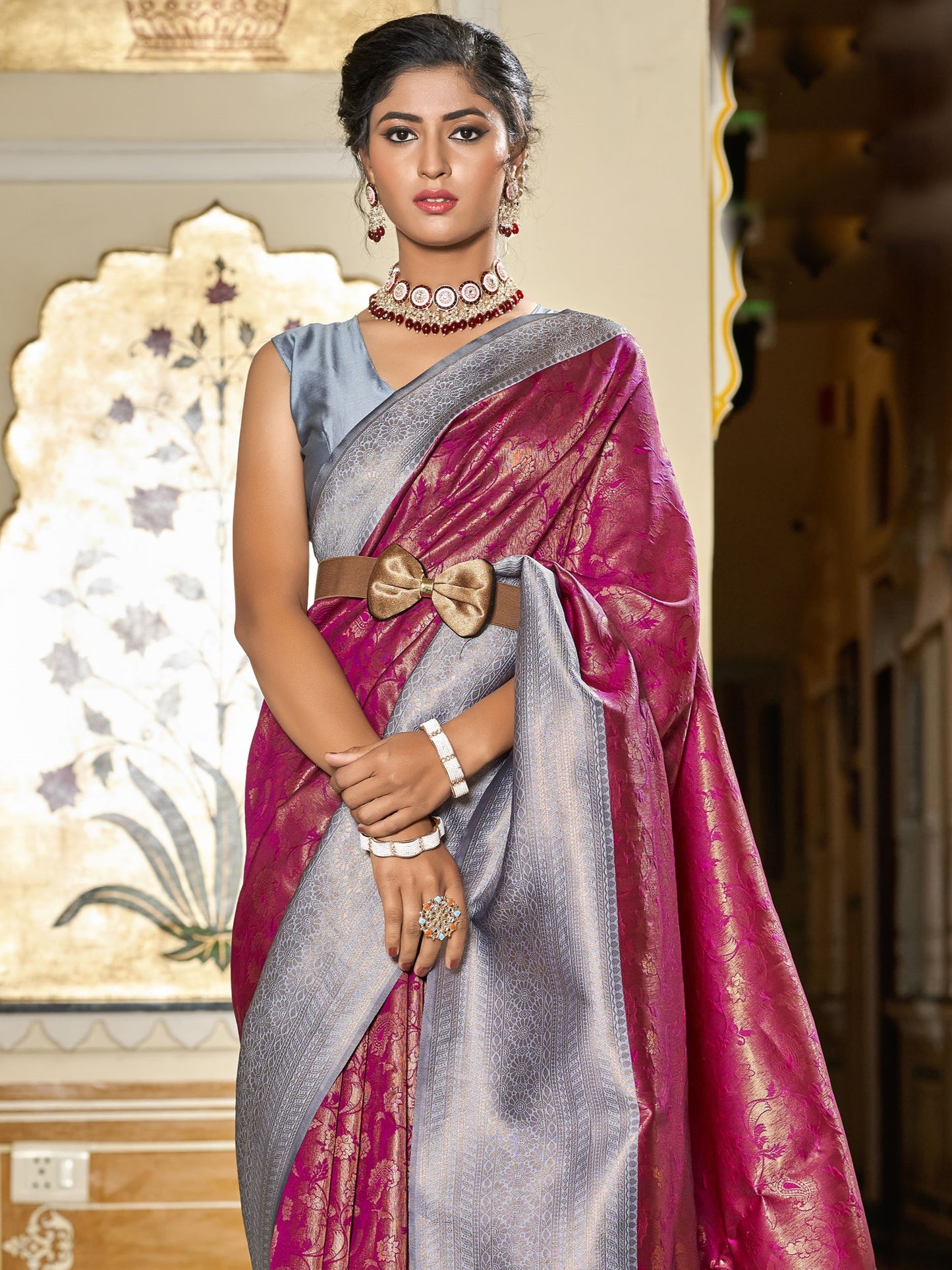 Magenta kanjivaram sarees silk