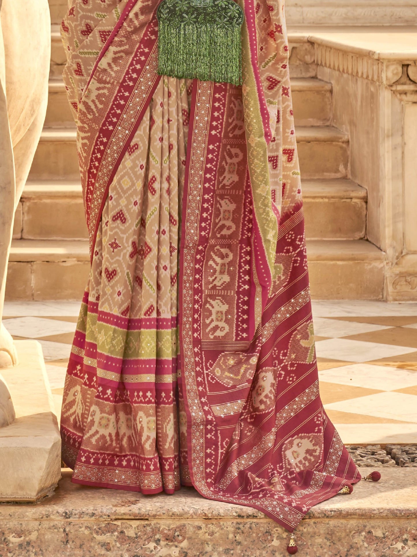 Sandy Brown Patola Saree