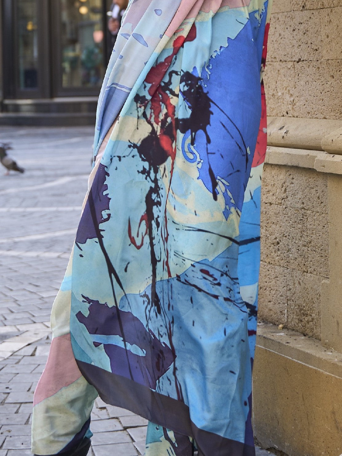 Multicolor Digital Print Crepe Saree