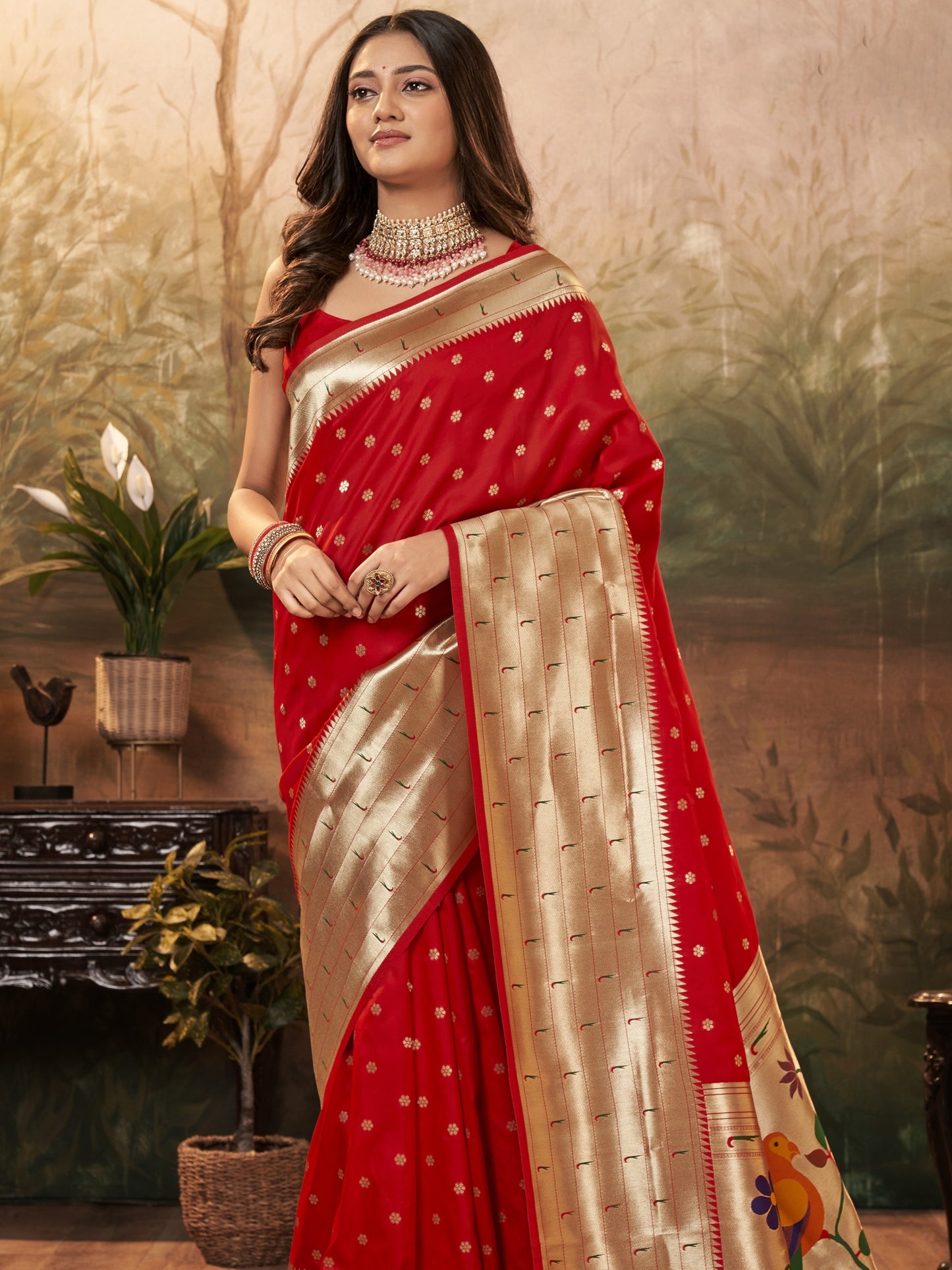 Brick Red Paithani Saree