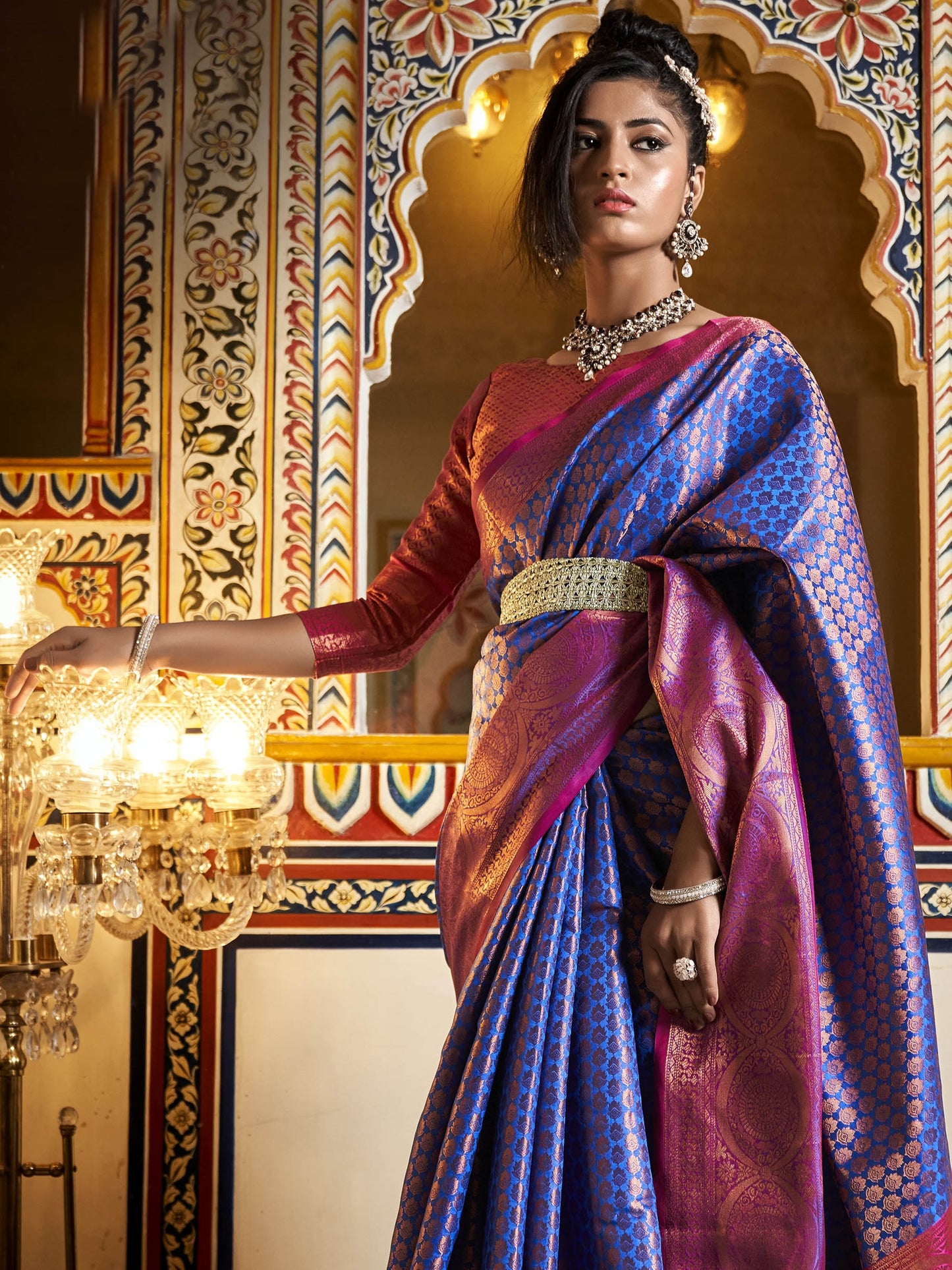 Orchid Blue Kanjivaram Saree