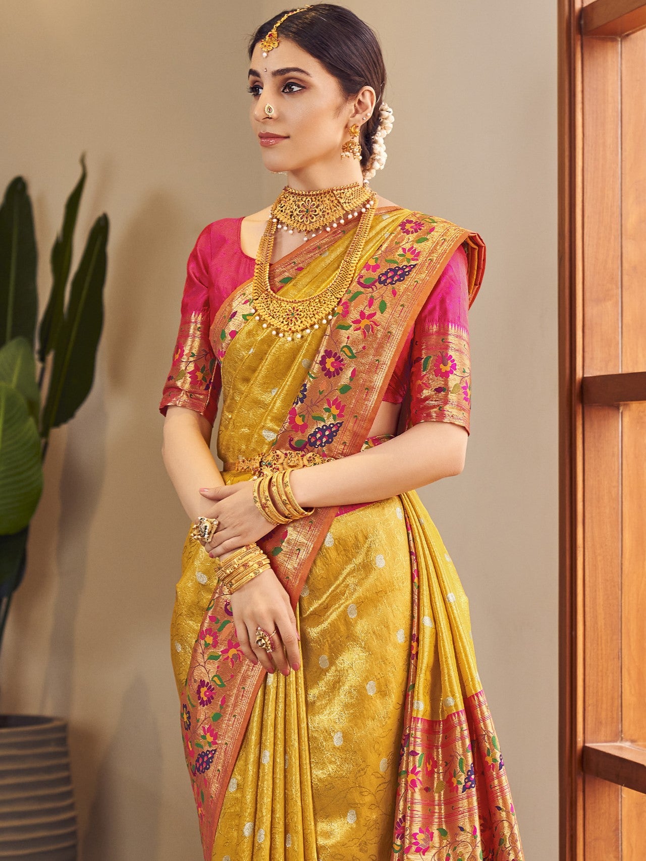 Chrome Yellow Paithani Saree