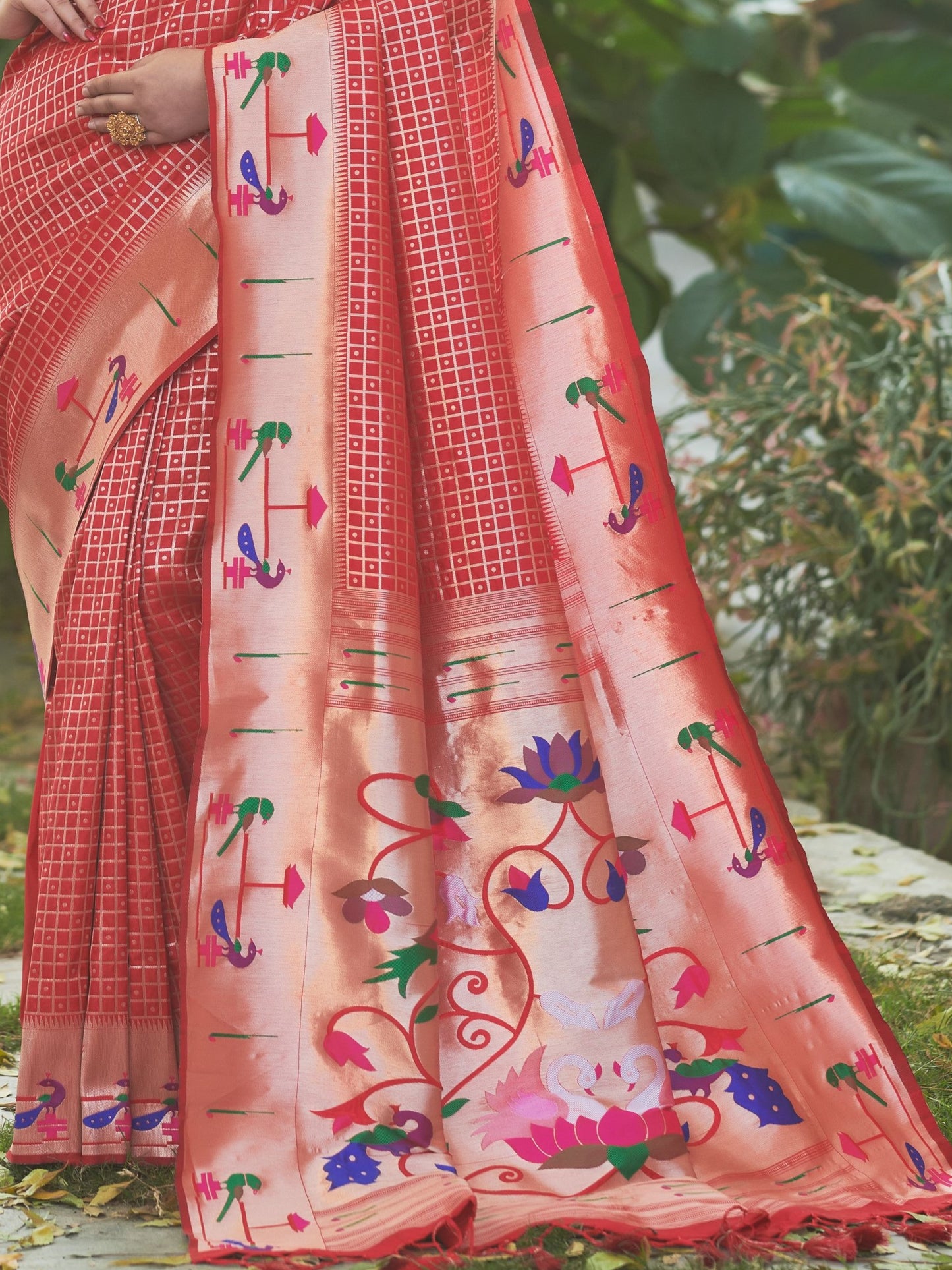 Carmine Red Paithani Saree
