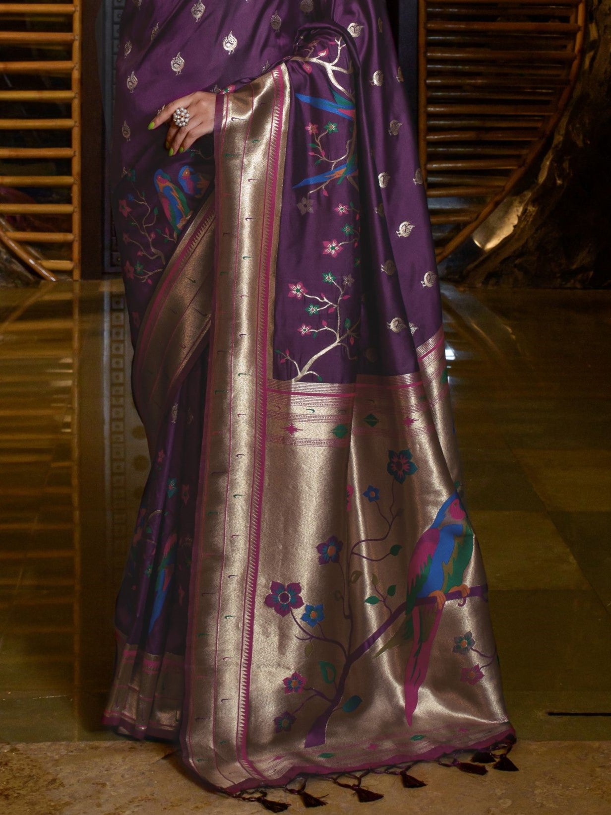 Dark Purple Woven Paithani Saree