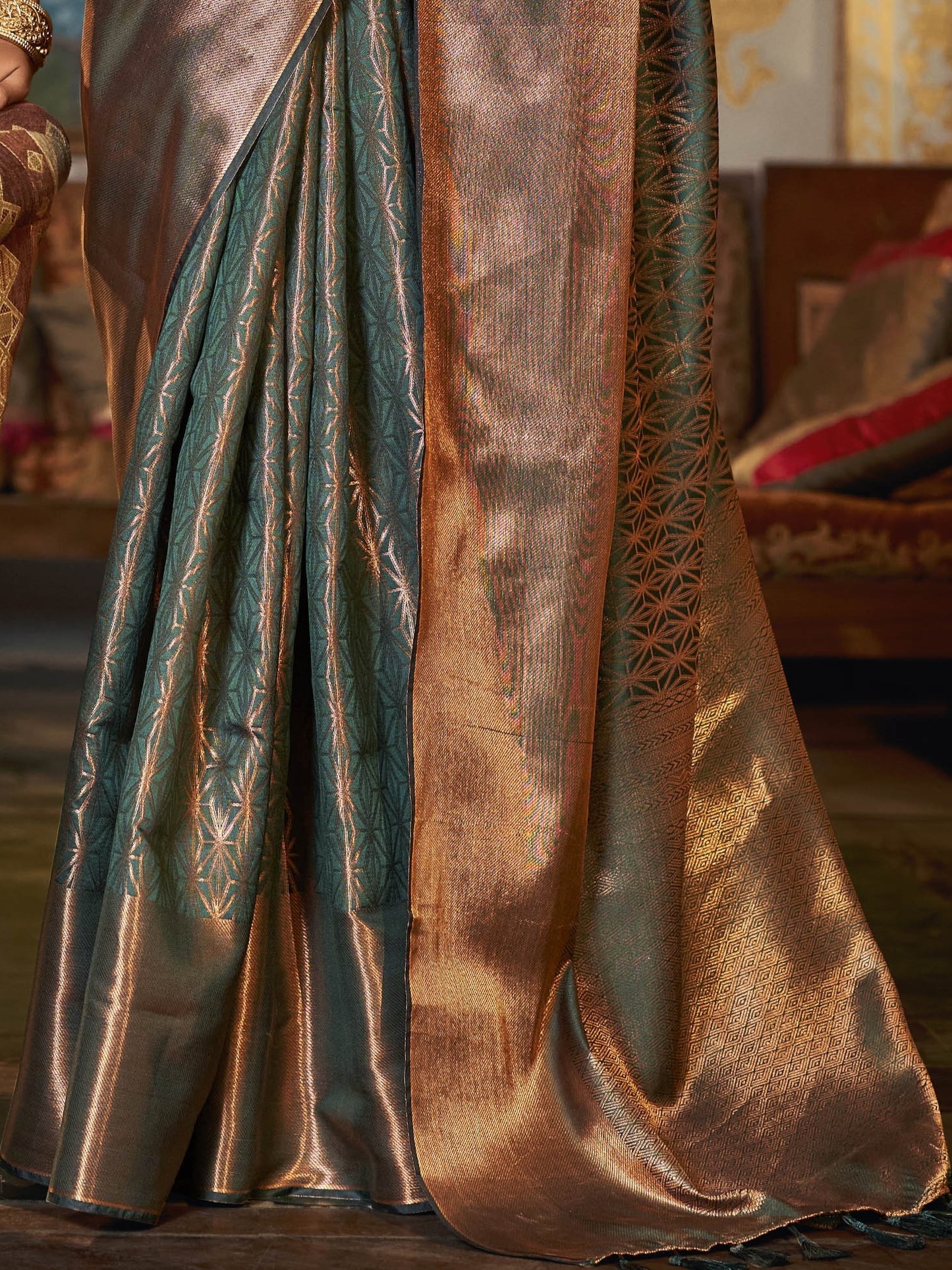 Slate Gray Kanjivaram Saree