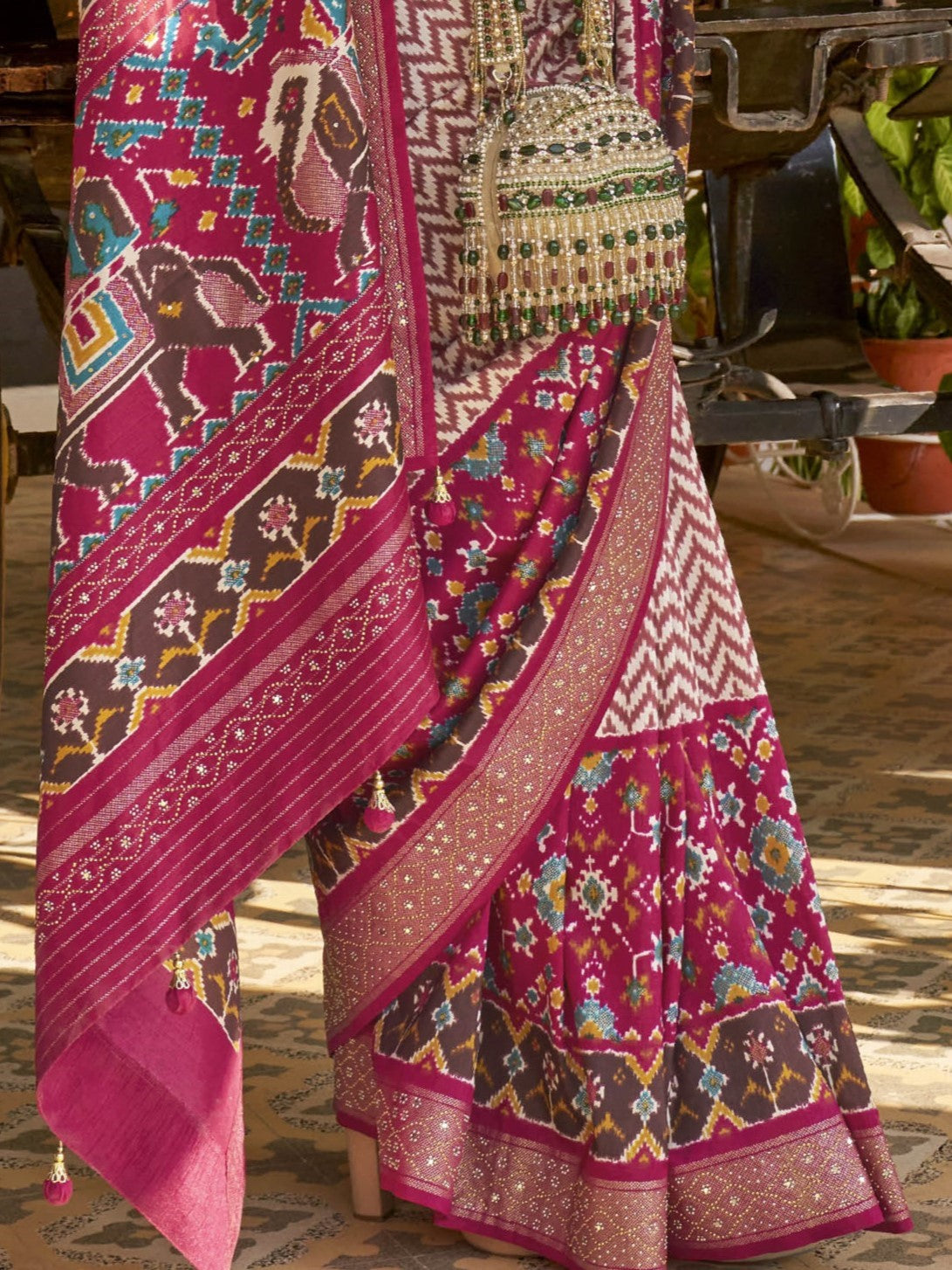 Cerise Magenta Patola Saree
