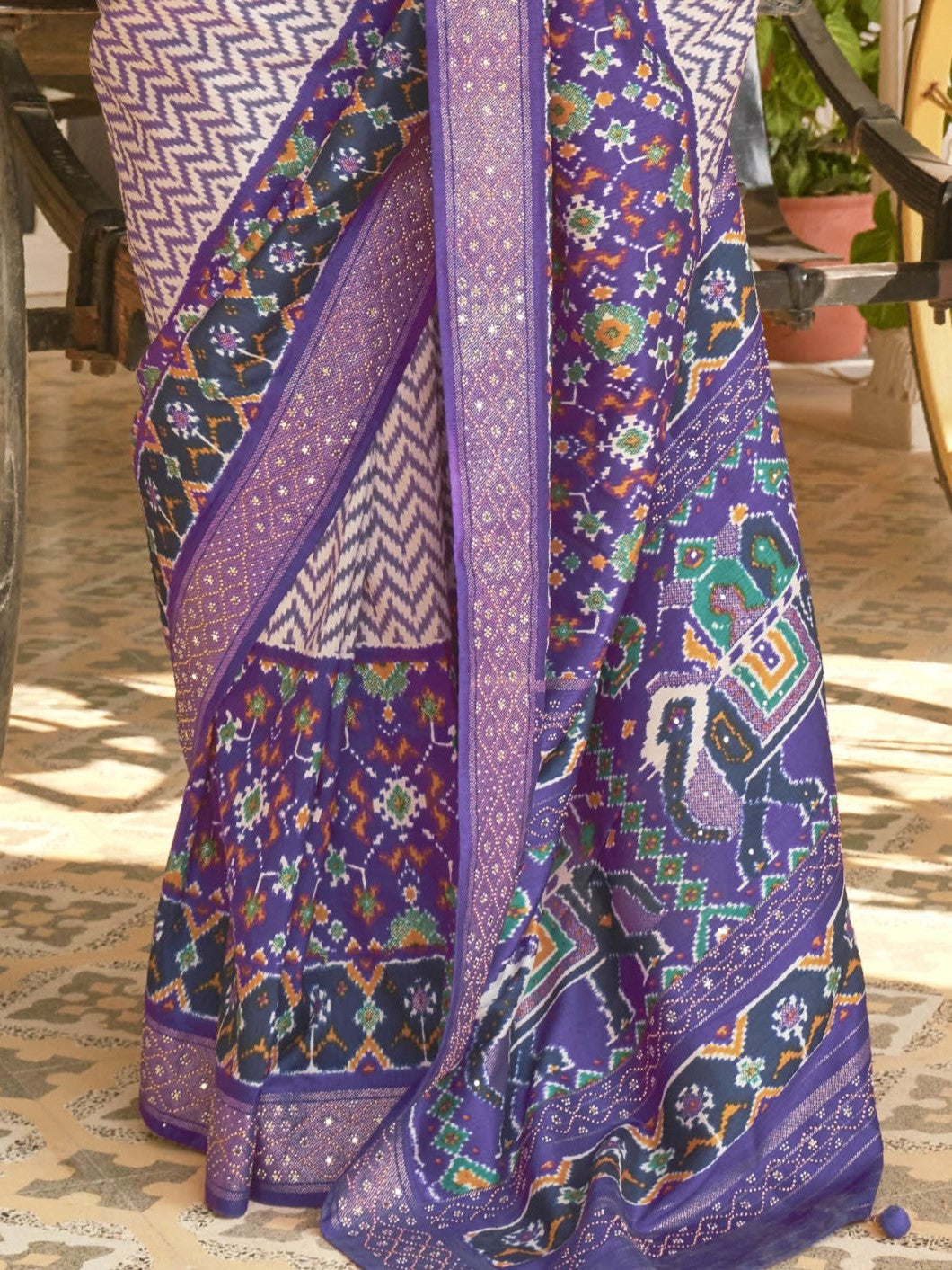 French Violet Patola Saree